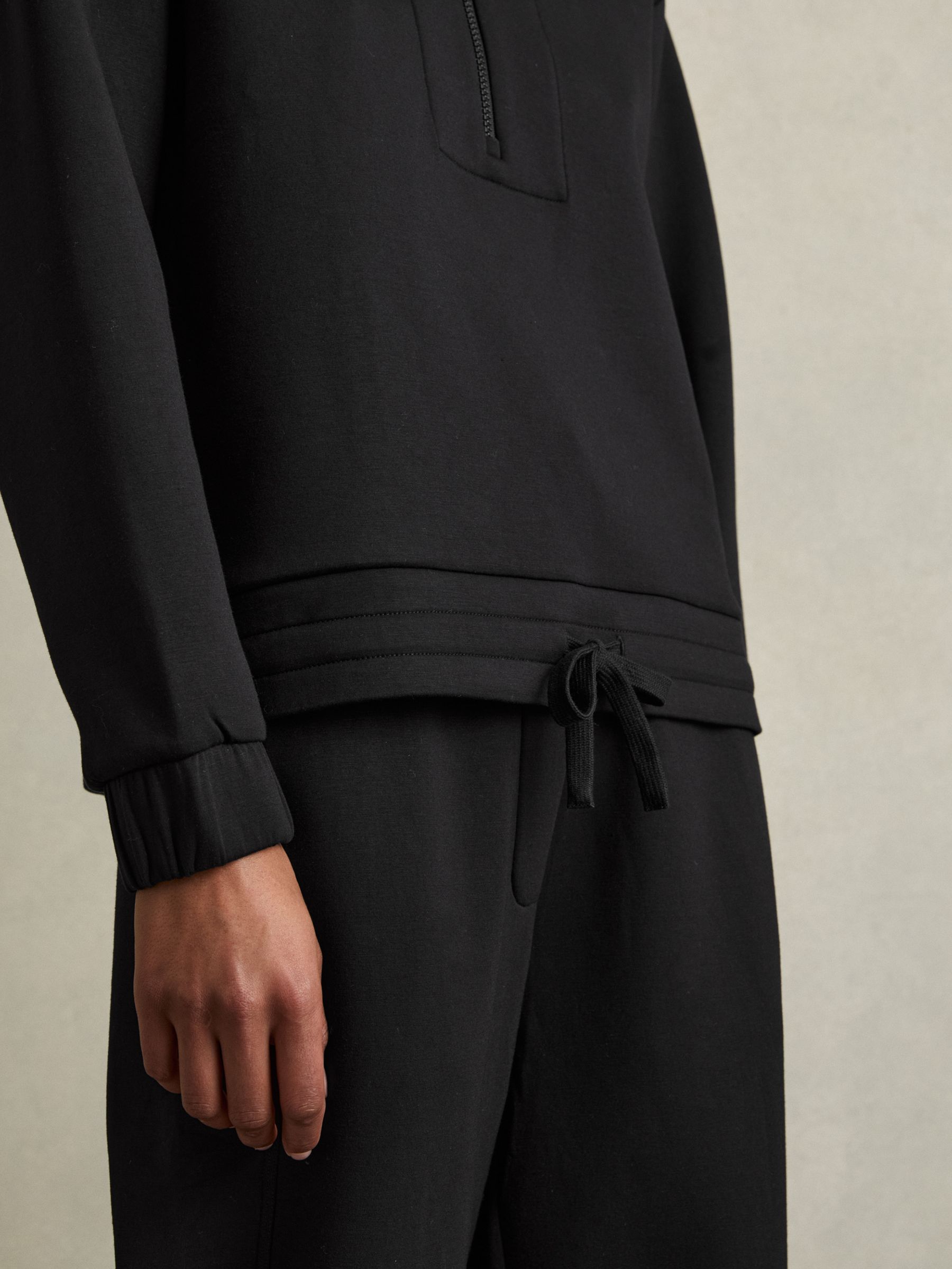 Jersey Half-Zip Drawstring-Hem Sweatshirt in Black - Image 5 of 7
