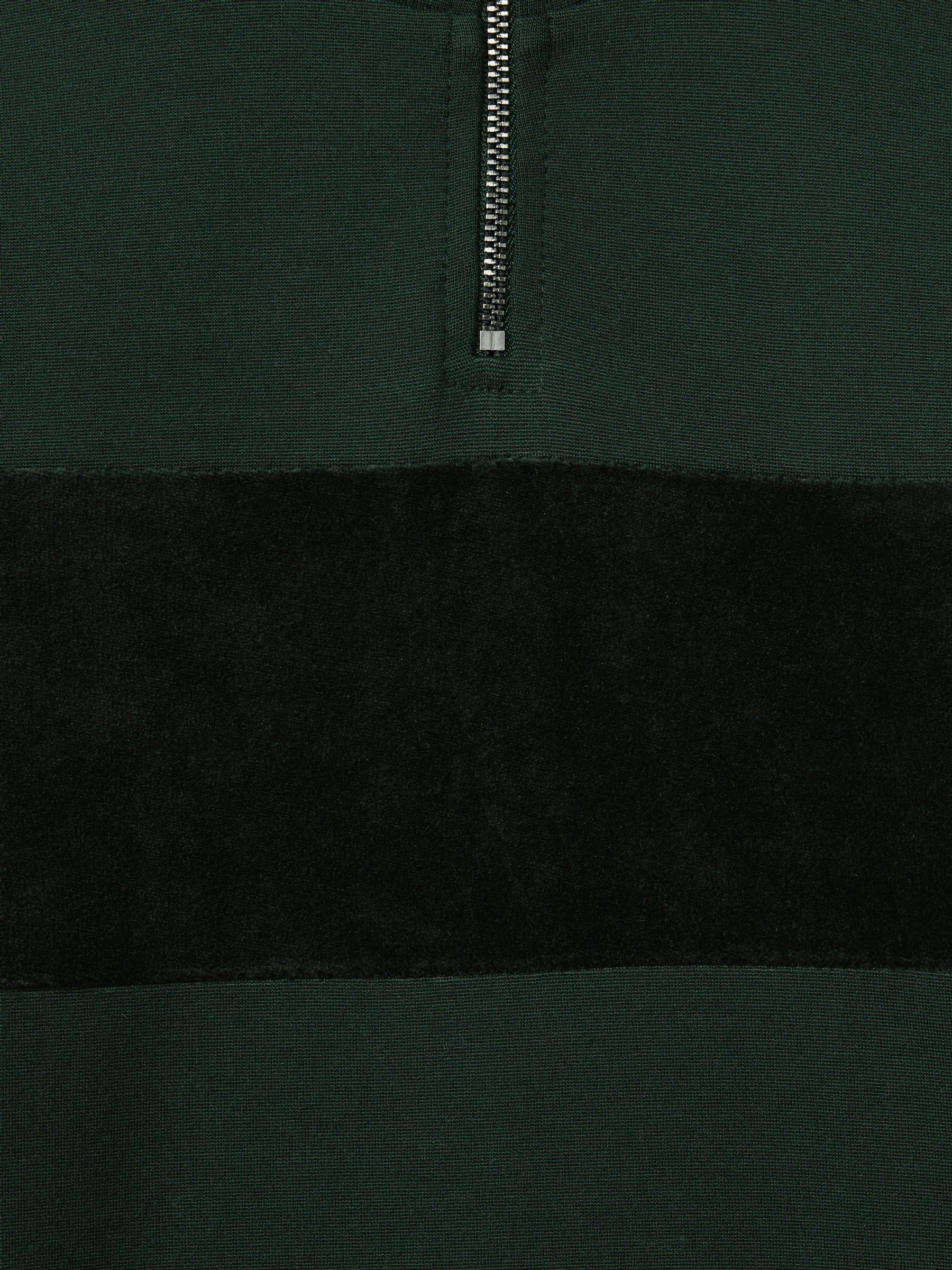 13-14 yrs Slim Fit Half-Zip Funnel Neck Velour Sweatshirt in Emerald Green - Image 4 of 4