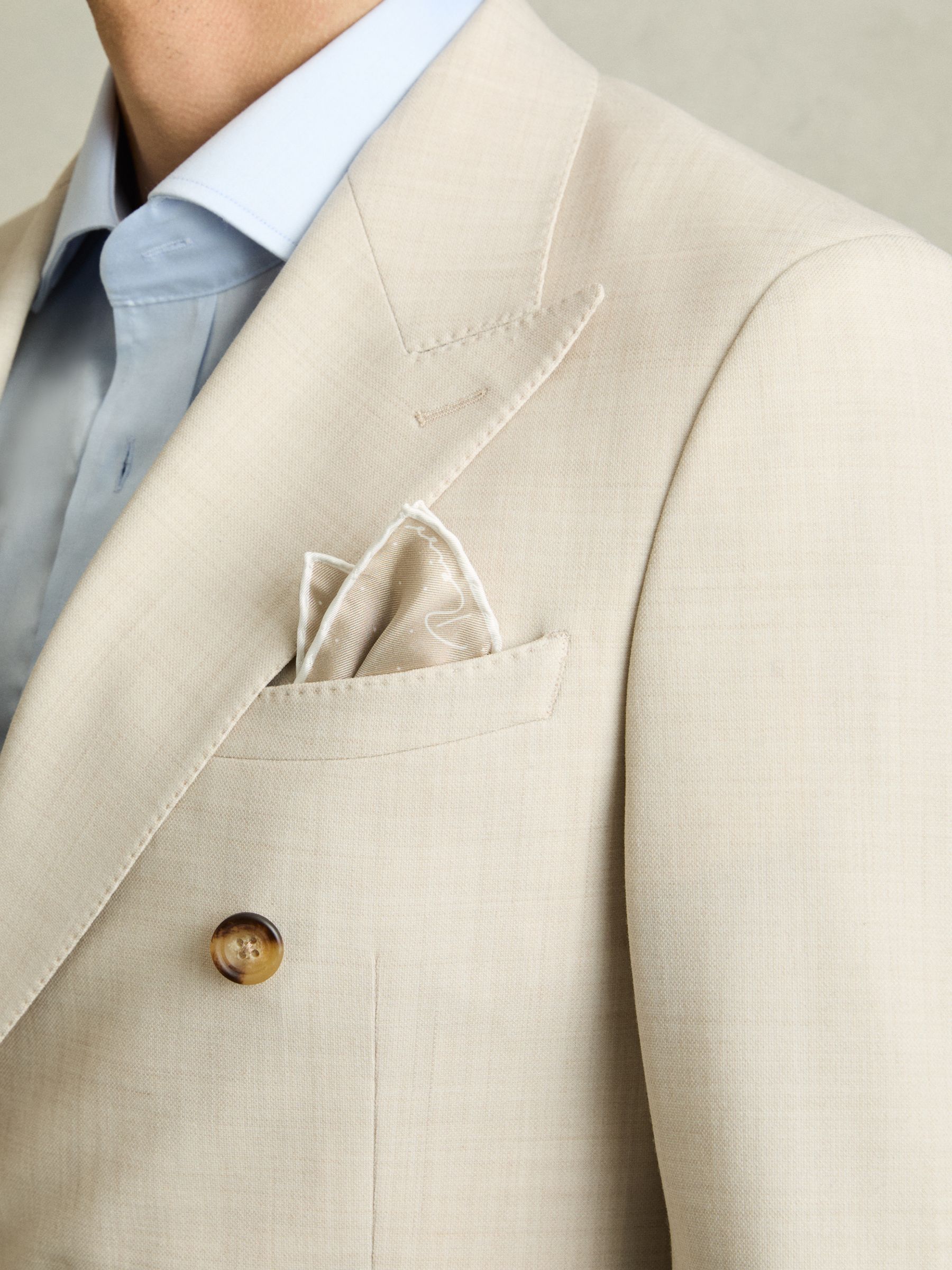 Polka Dot Silk Pocket Square in Champagne - Image 2 of 4