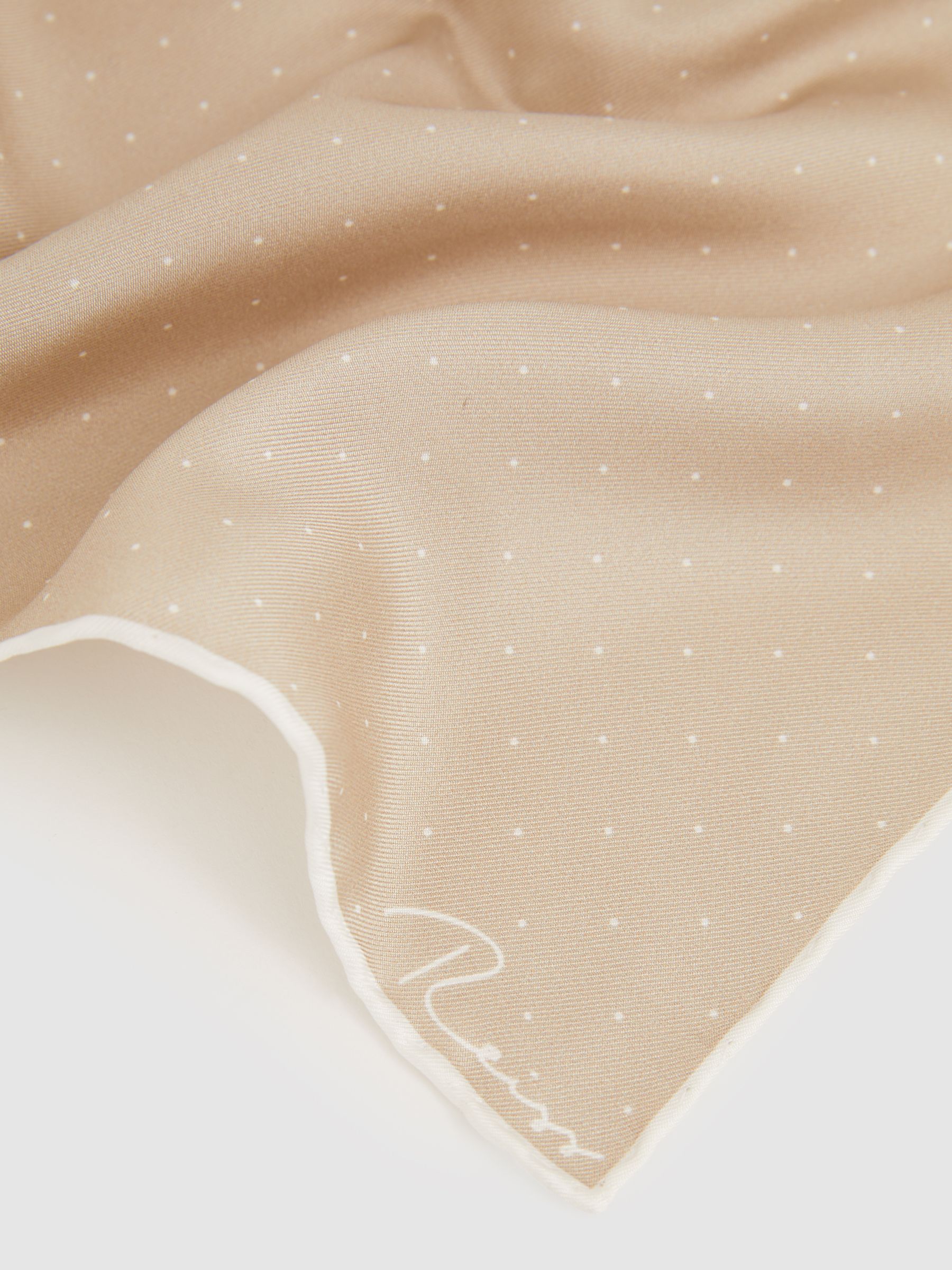 Polka Dot Silk Pocket Square in Champagne - Image 4 of 4