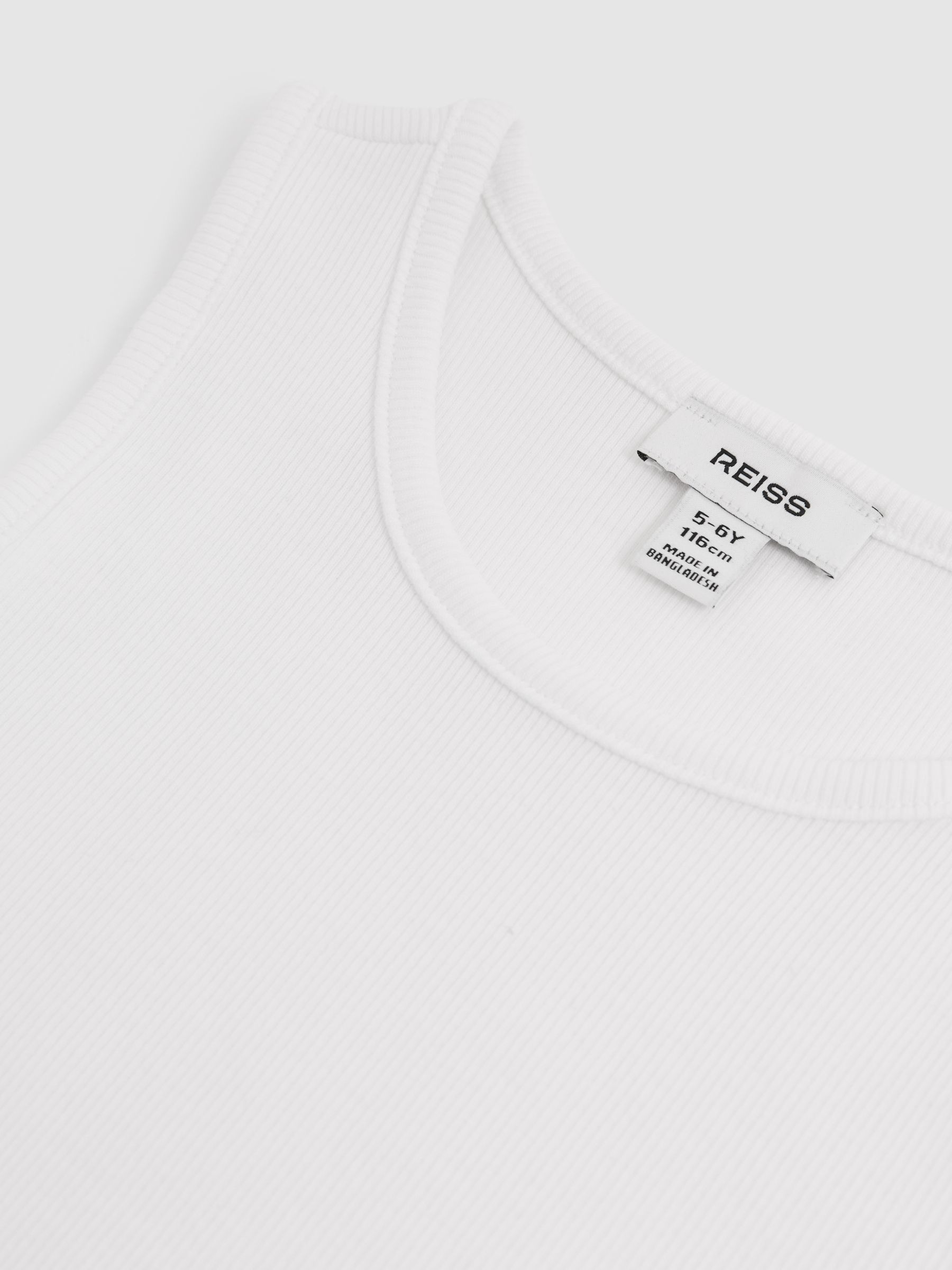 13-14 yrs Cotton Stretch Ribbed Vest 3 Pack in White - Image 4 of 4