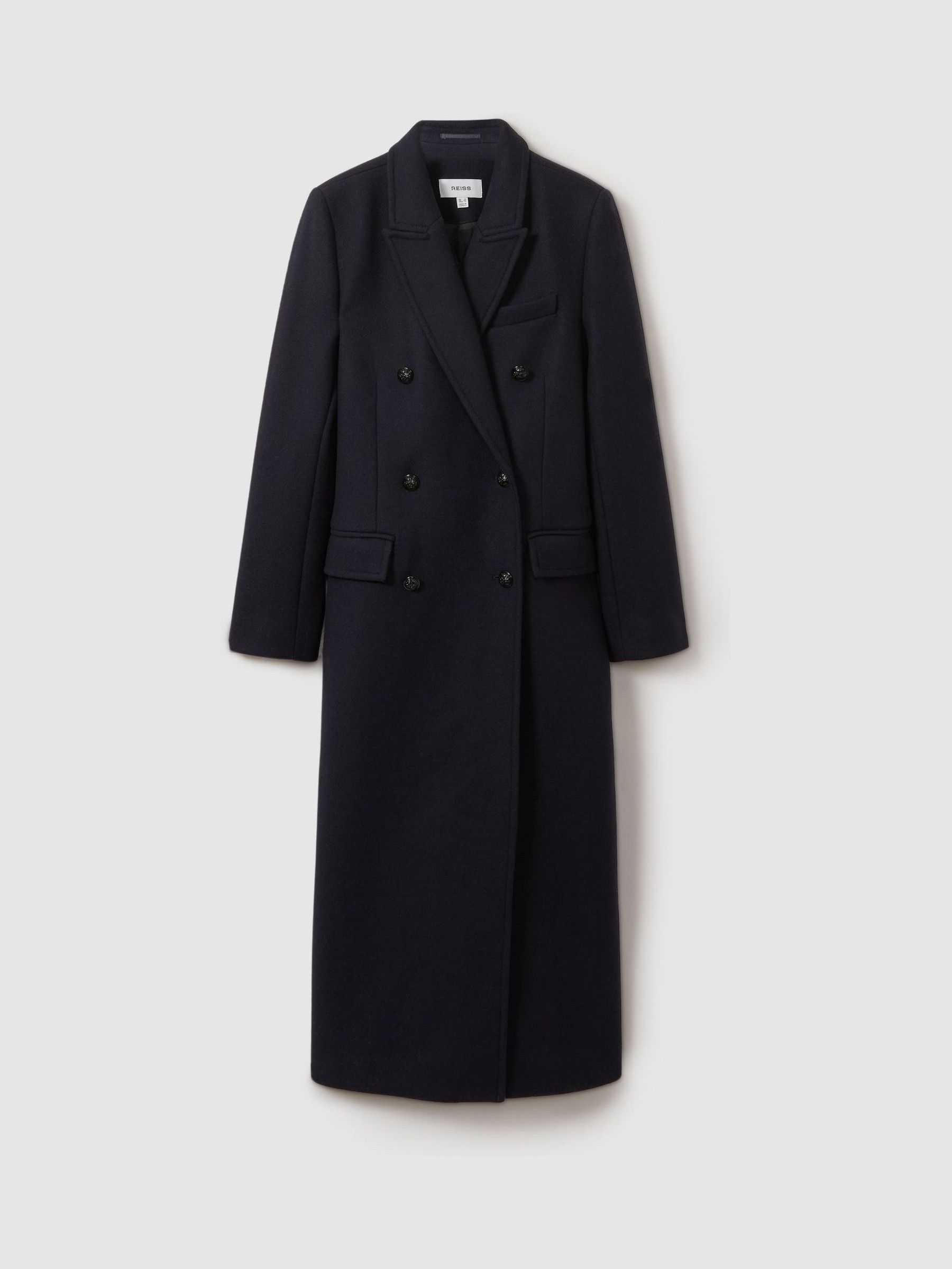 Wool-blend Twill Double-Breasted Coat in Navy - Image 2 of 6