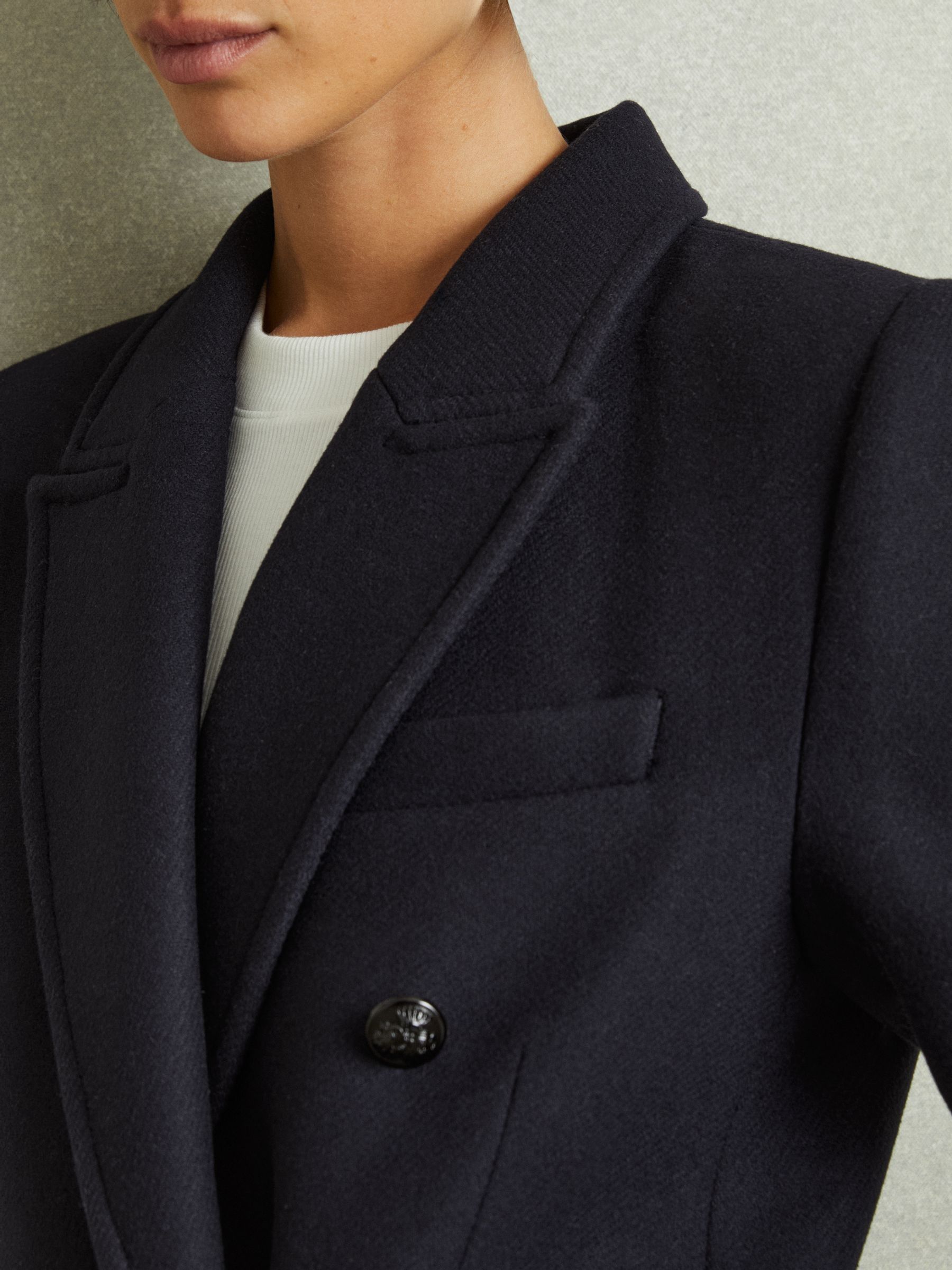 Wool-blend Twill Double-Breasted Coat in Navy - Image 4 of 6