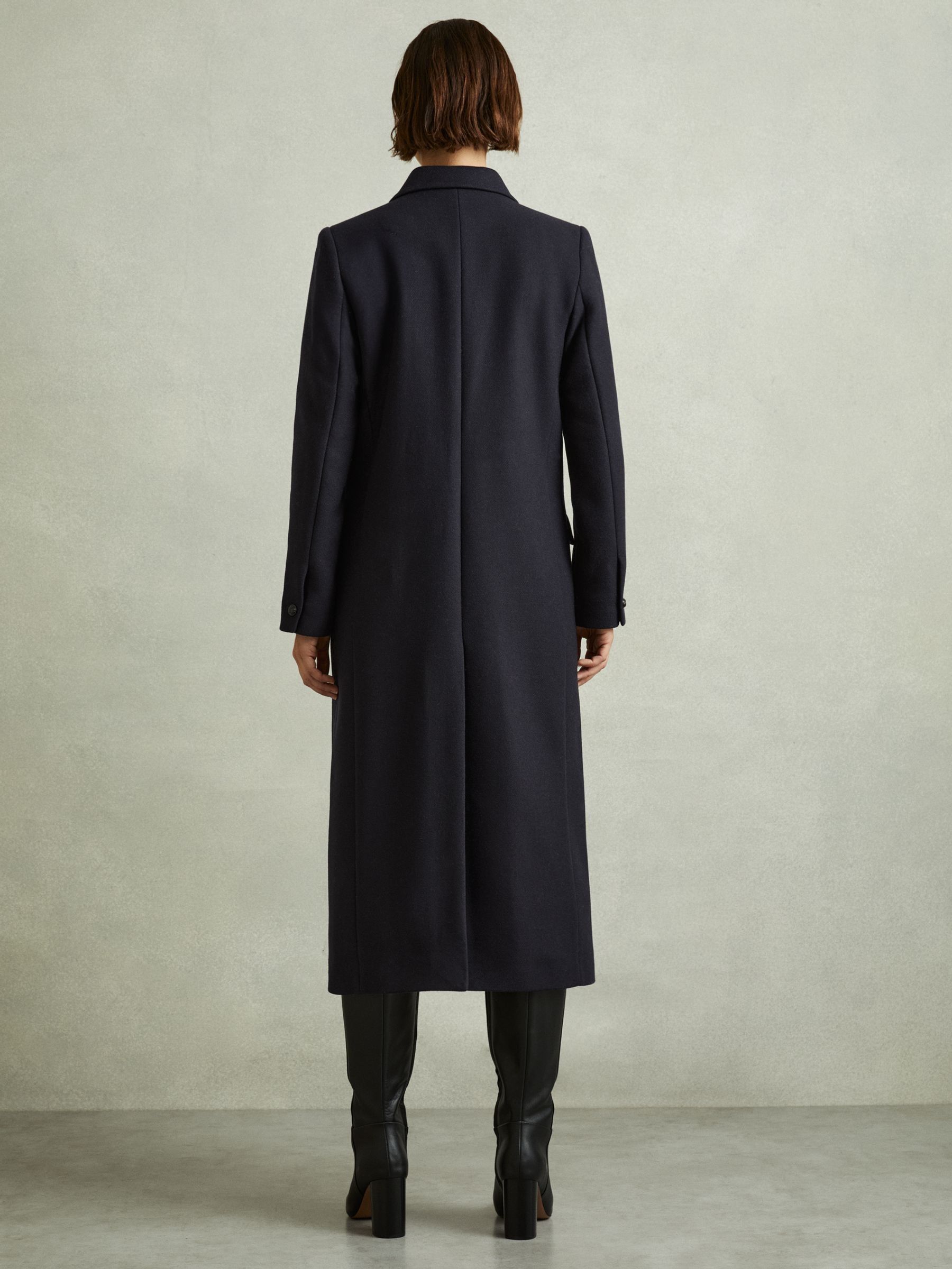 Wool-blend Twill Double-Breasted Coat in Navy - Image 5 of 6