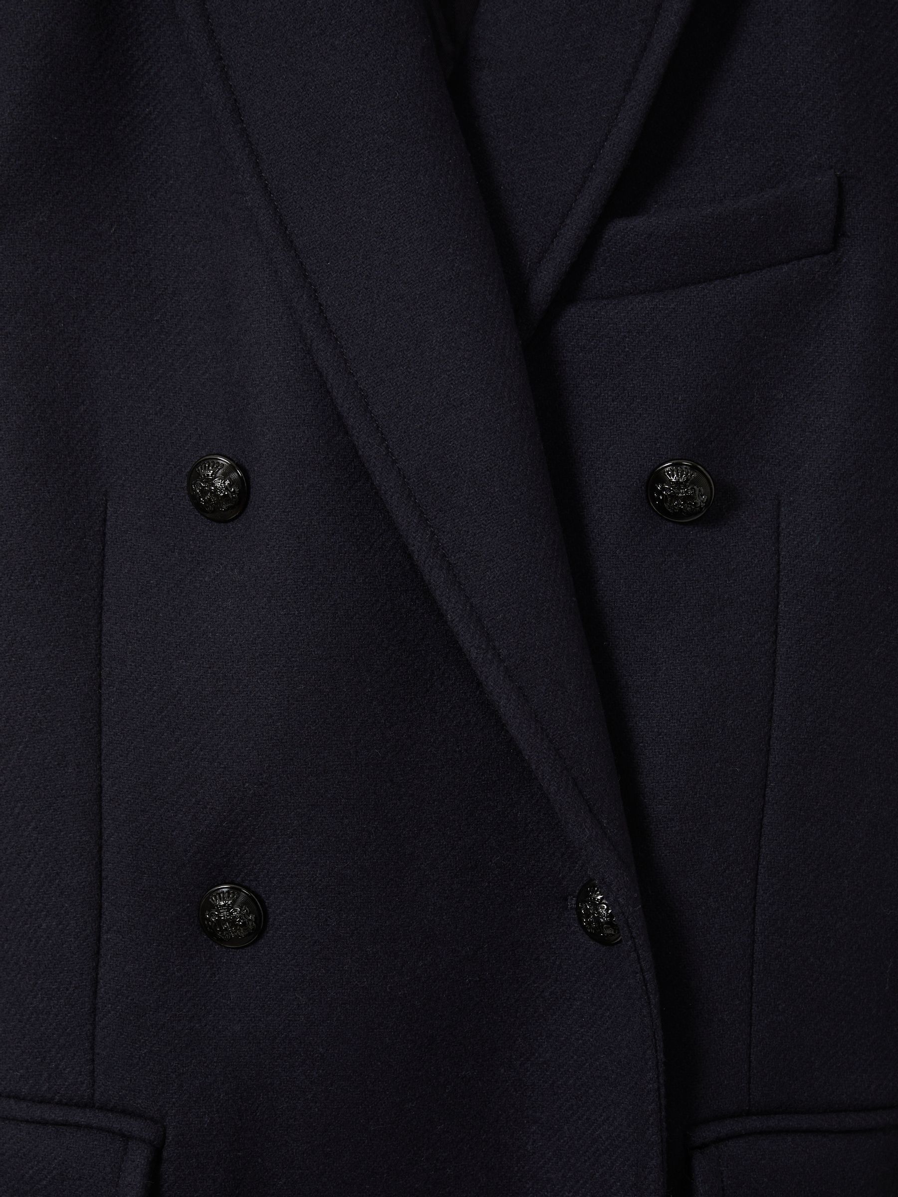 Wool-blend Twill Double-Breasted Coat in Navy - Image 6 of 6