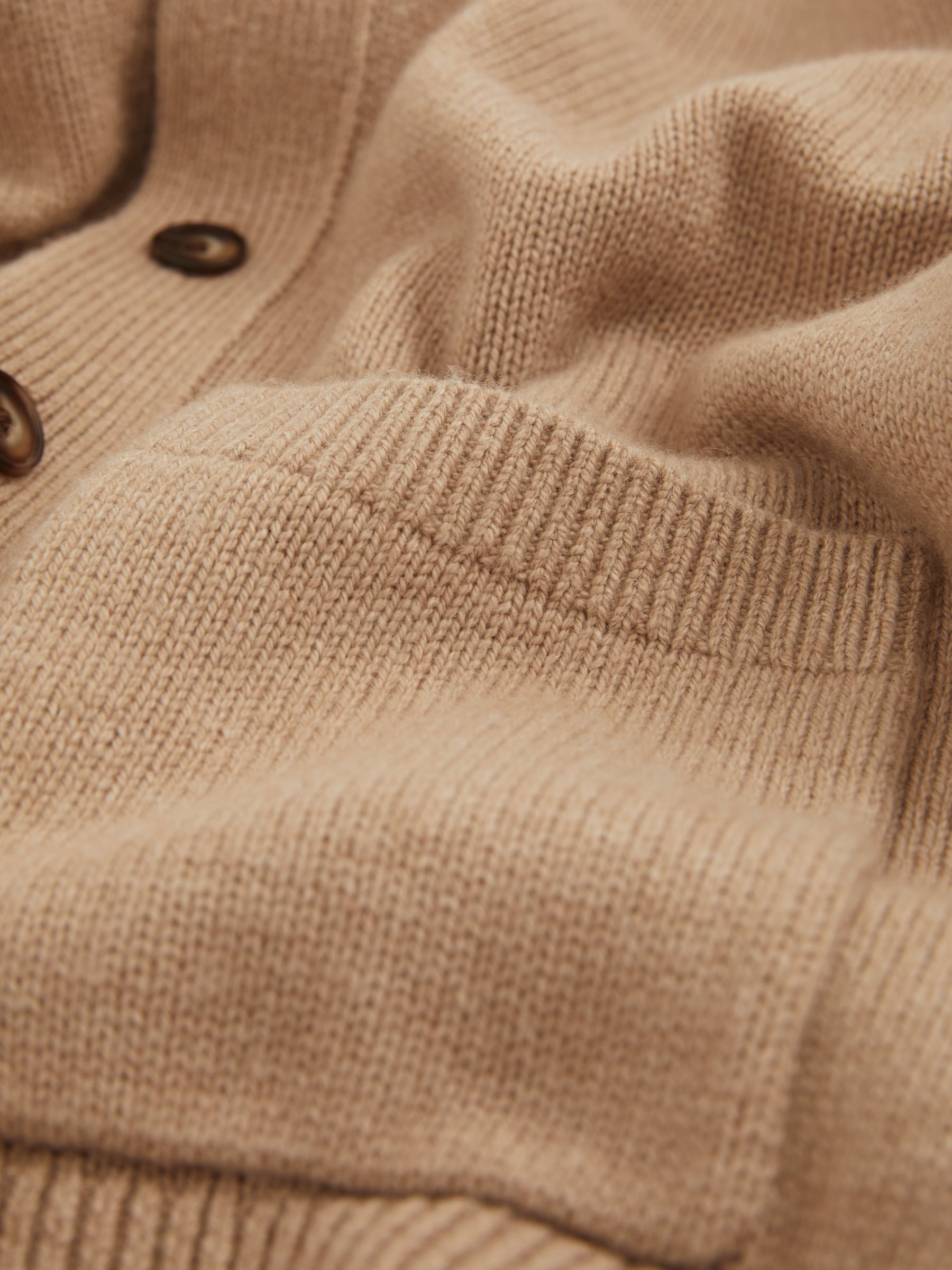 Wool-Blend Ridge-Seam Cardigan in Camel Brown - Image 7 of 7