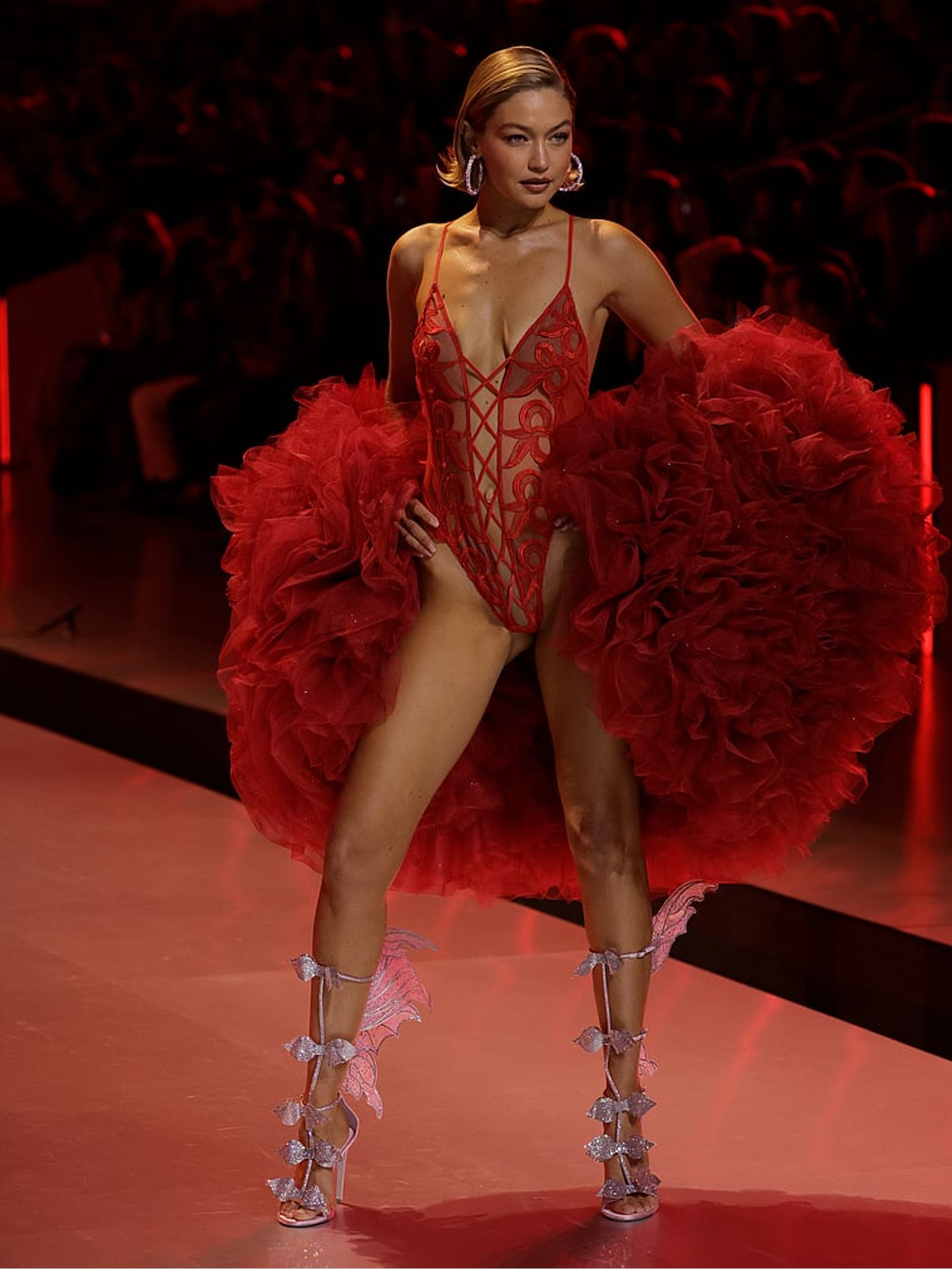 Vermillion Red Bow Embroidery Bodysuit - Image 4 of 4