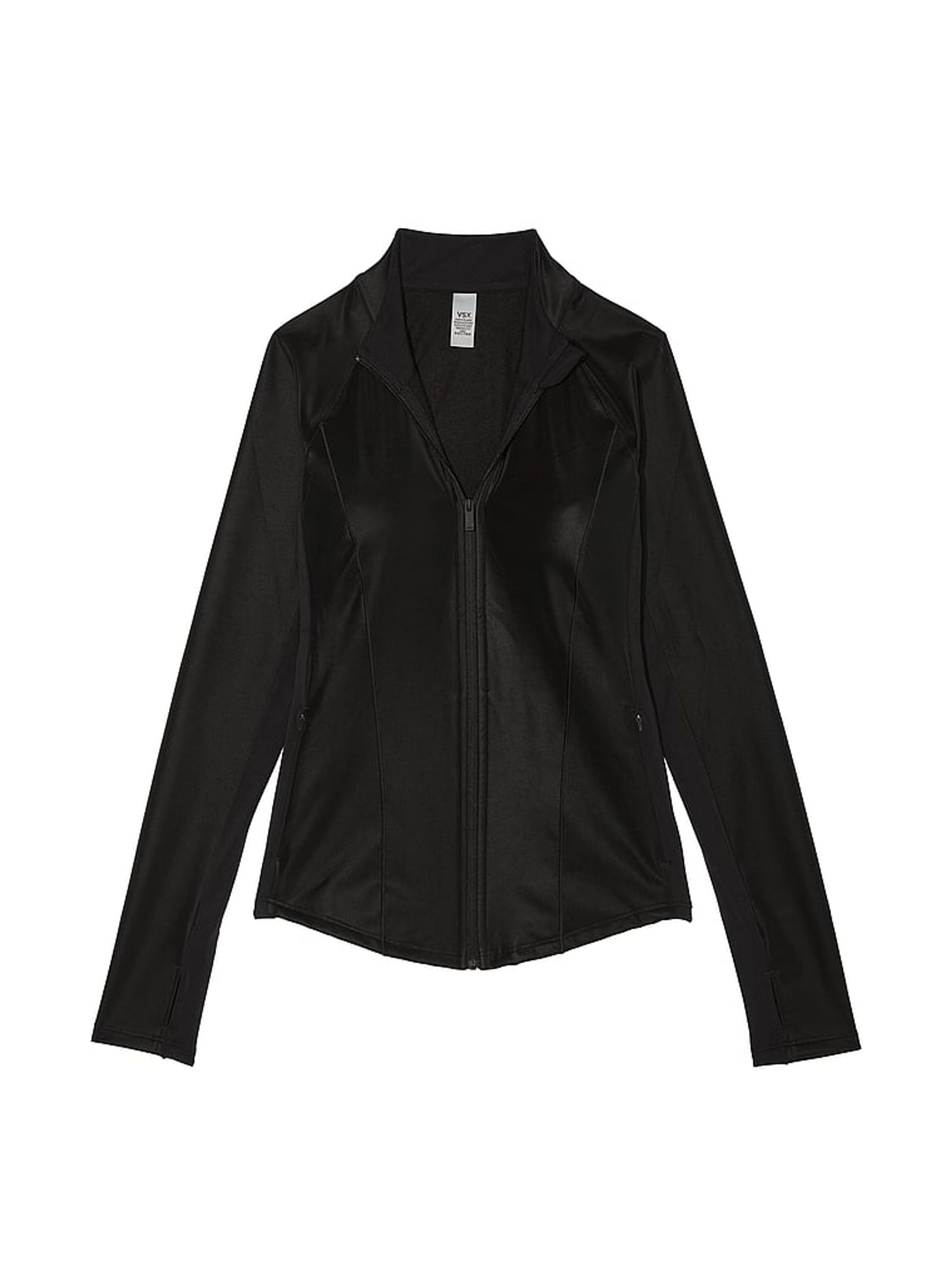 Black Faux Leather Mix Full Zip Jacket - Image 3 of 3