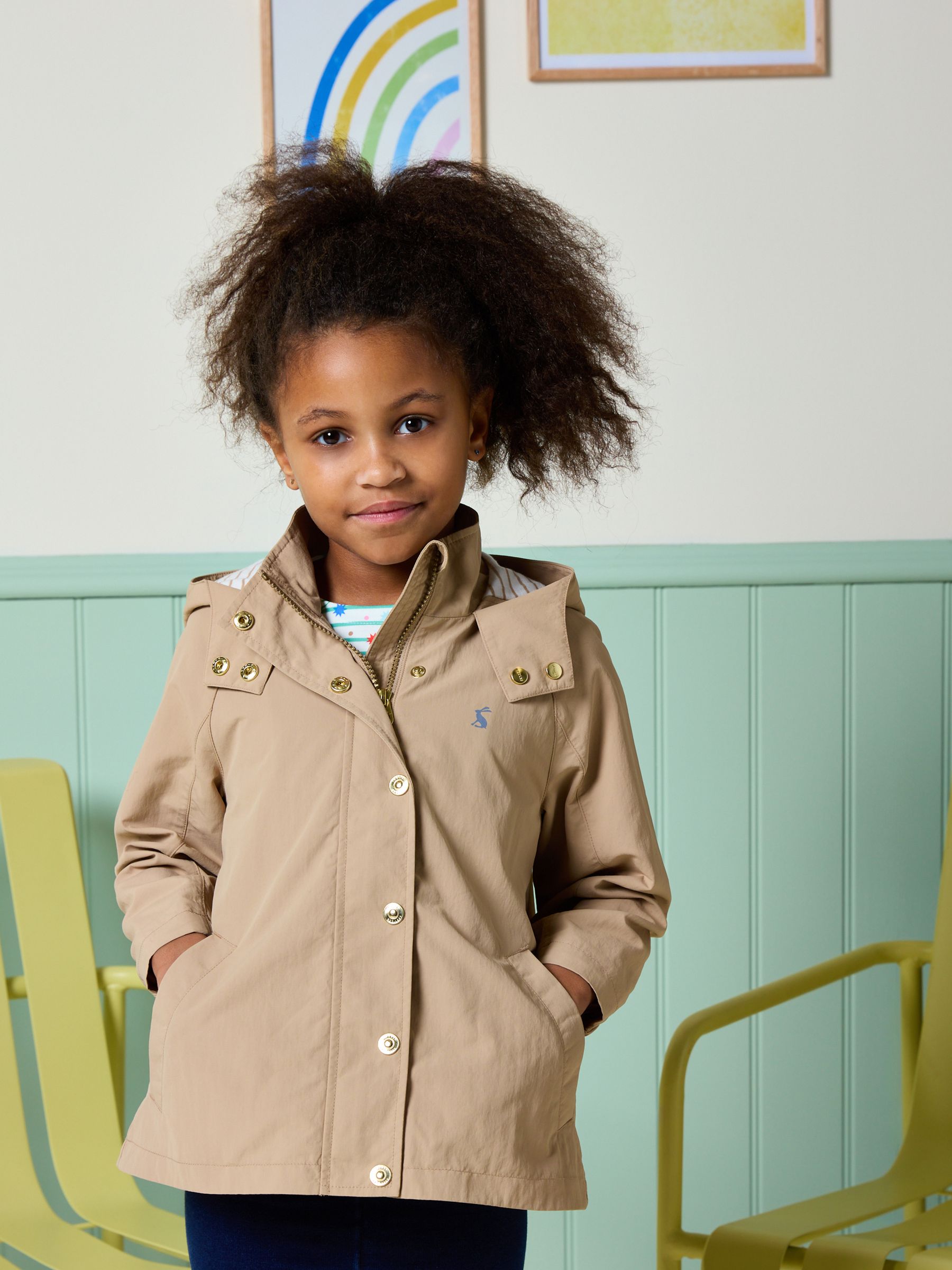 Girls' Meadow Brown Showerproof Raincoat With Hood - Image 1 of 7