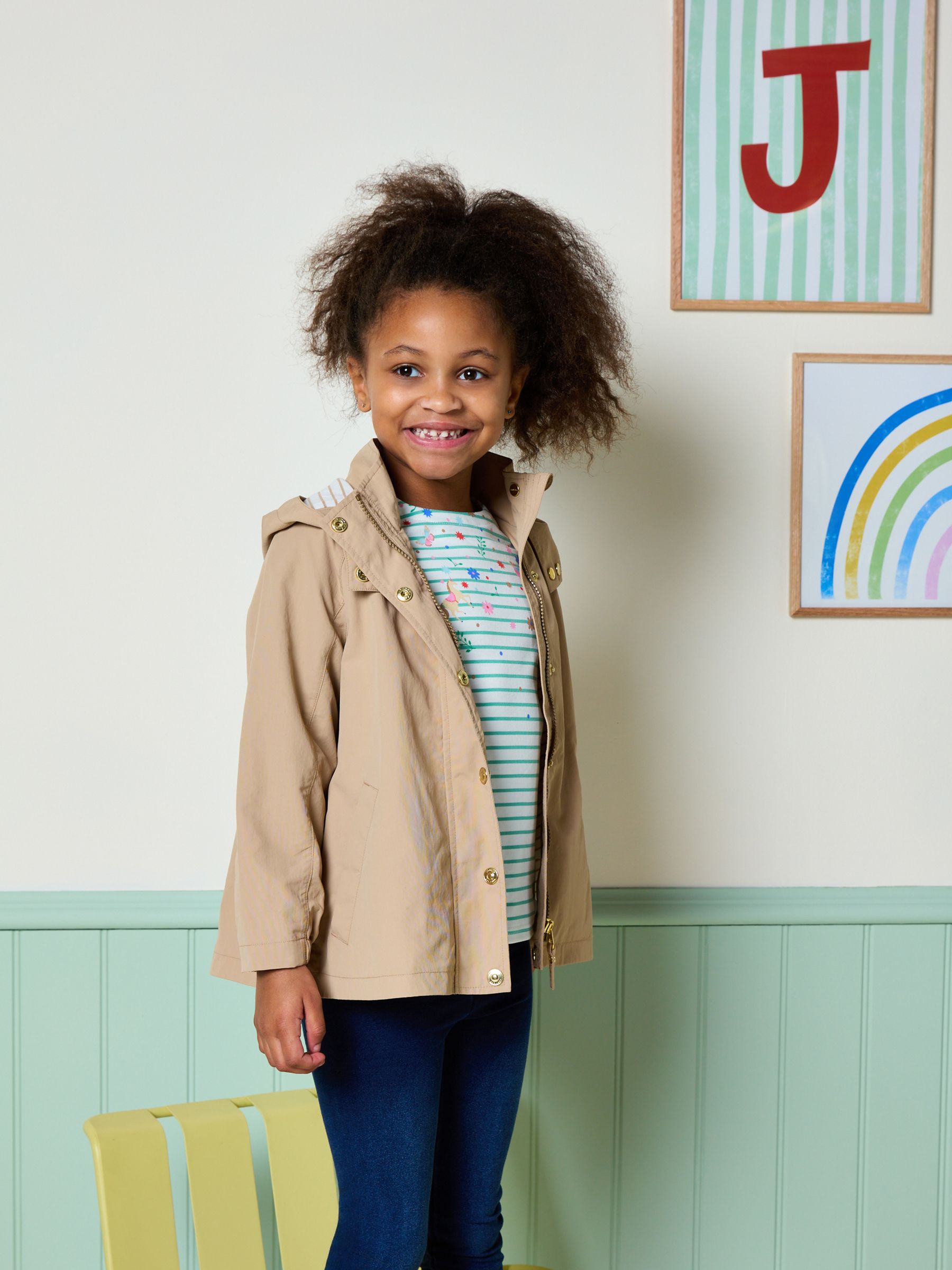 Girls' Meadow Brown Showerproof Raincoat With Hood - Image 2 of 7