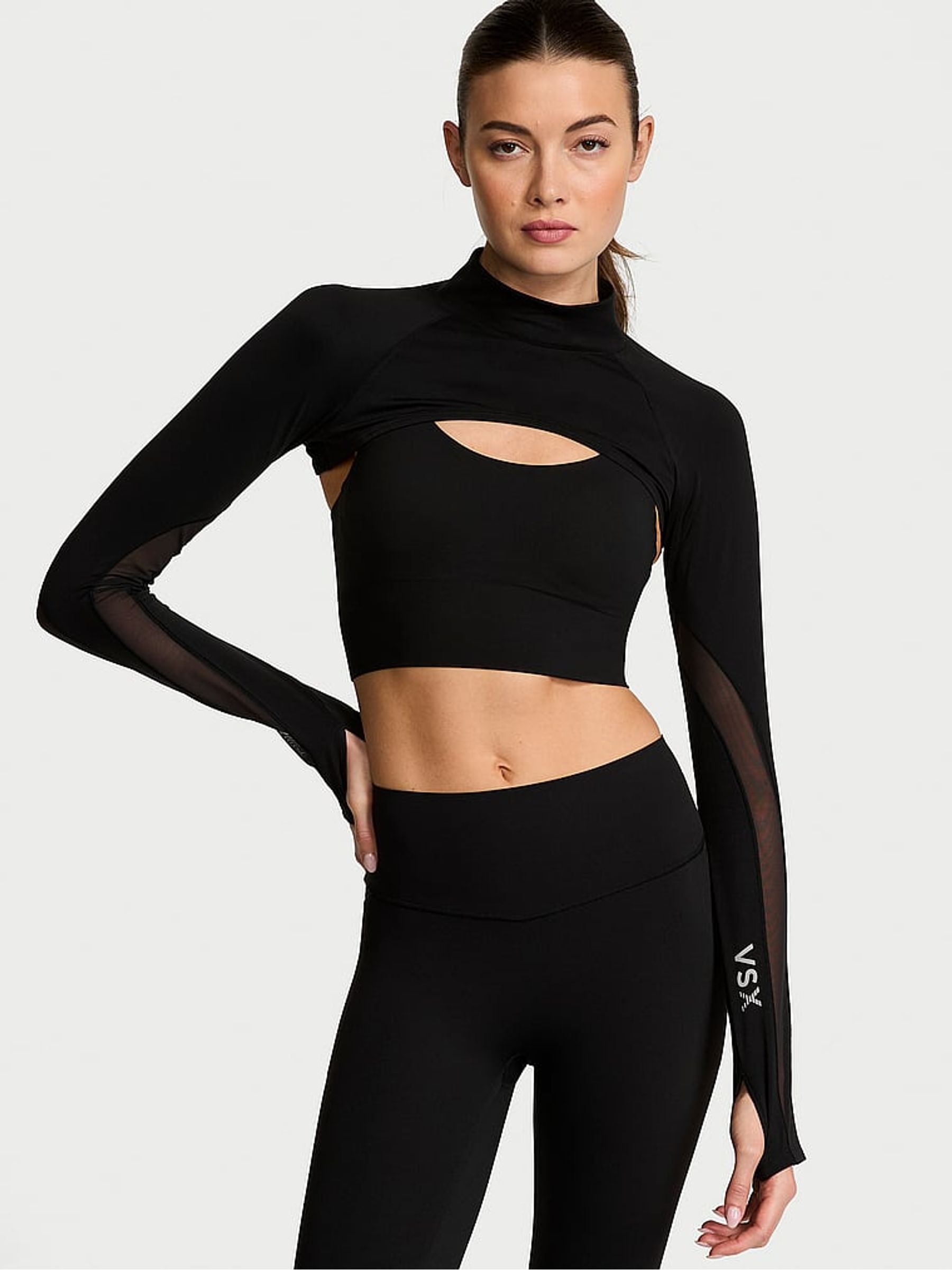 Black Activate™ Sheer Illusion Long Sleeve T-Shirt - Image 1 of 3