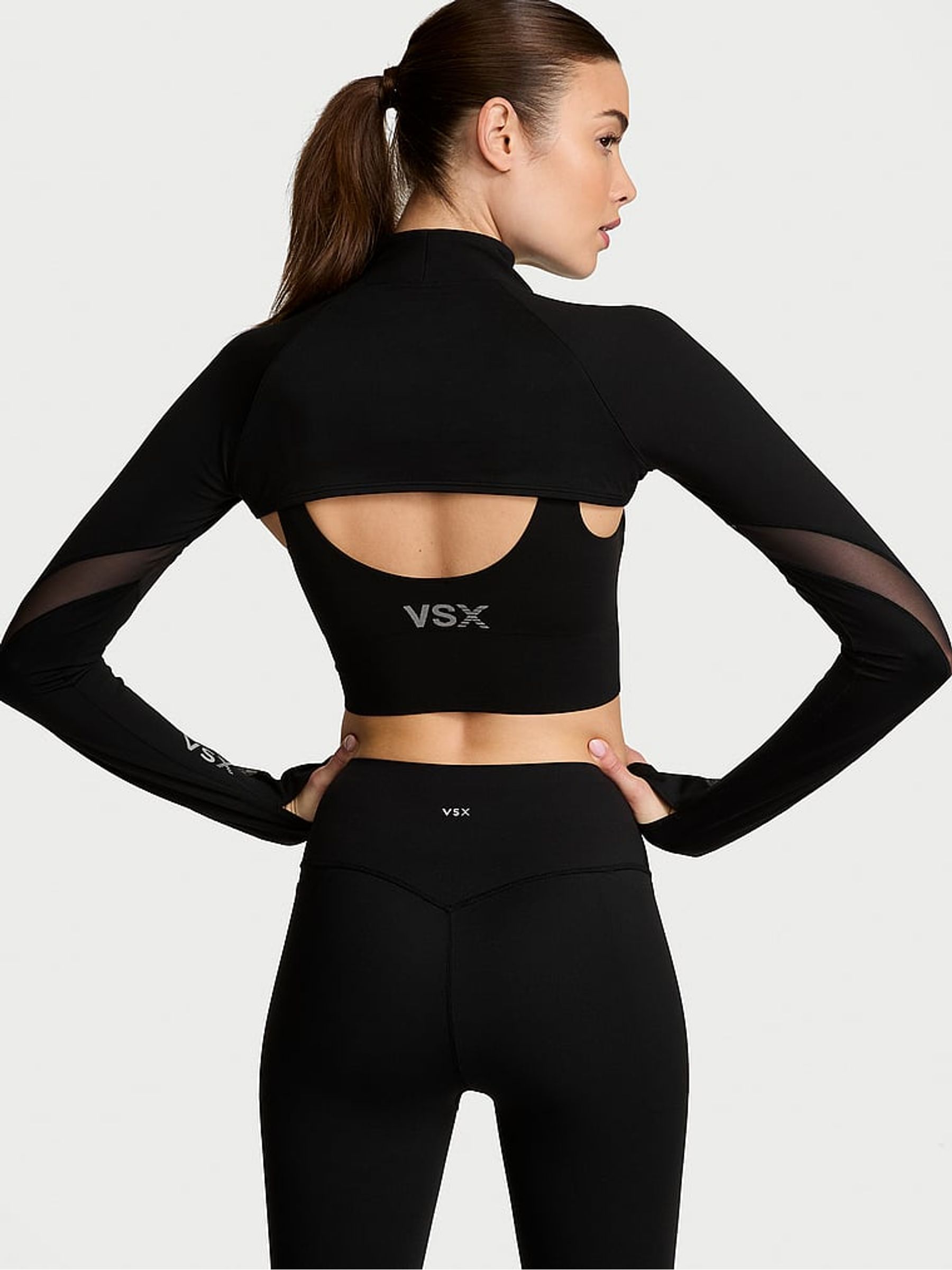 Black Activate™ Sheer Illusion Long Sleeve T-Shirt - Image 2 of 3