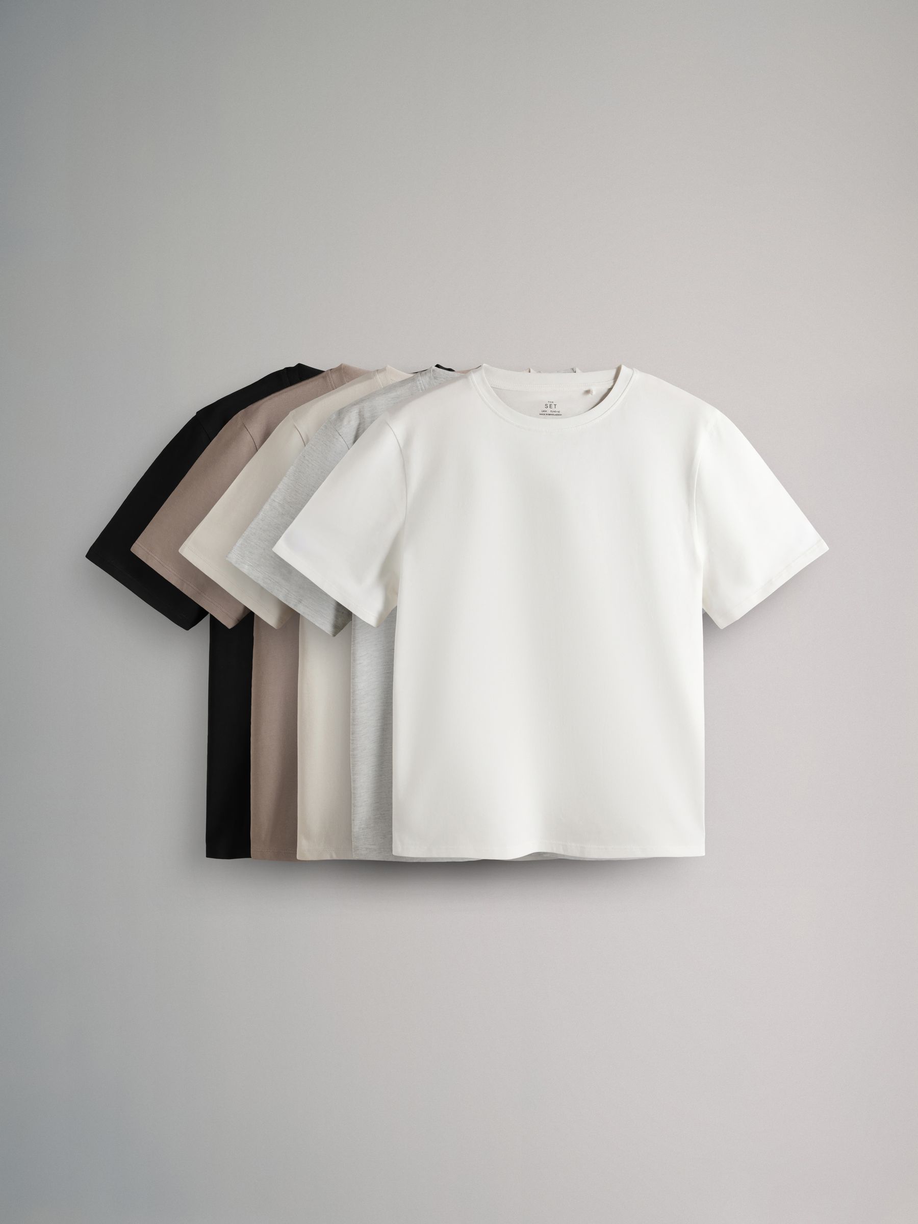Black/Taupe Brown/Stone/Grey Marl/Cream - 5 Pack Relaxed T-Shirts - Image 2 of 14