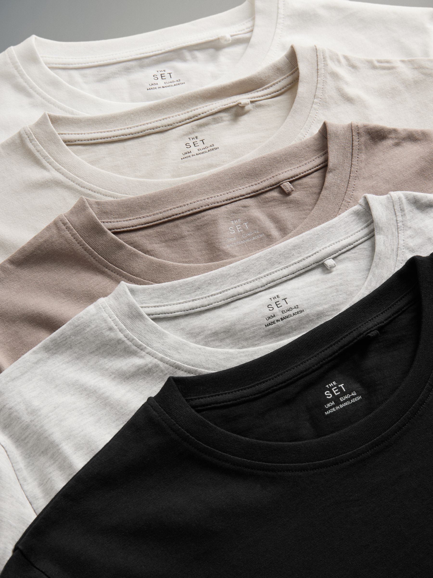 Black/Taupe Brown/Stone/Grey Marl/Cream - 5 Pack Relaxed T-Shirts - Image 5 of 14