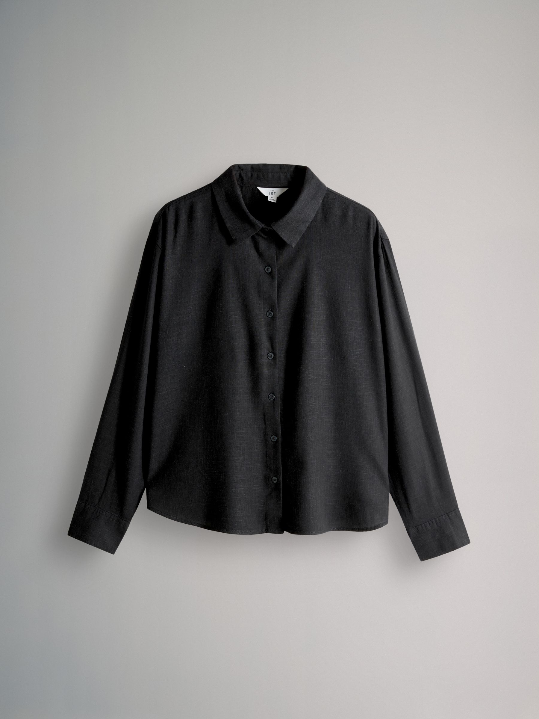 Black/Red/Ecru Stripe 3 Pack Button Through Long Sleeve Shirts with Linen - Image 8 of 11