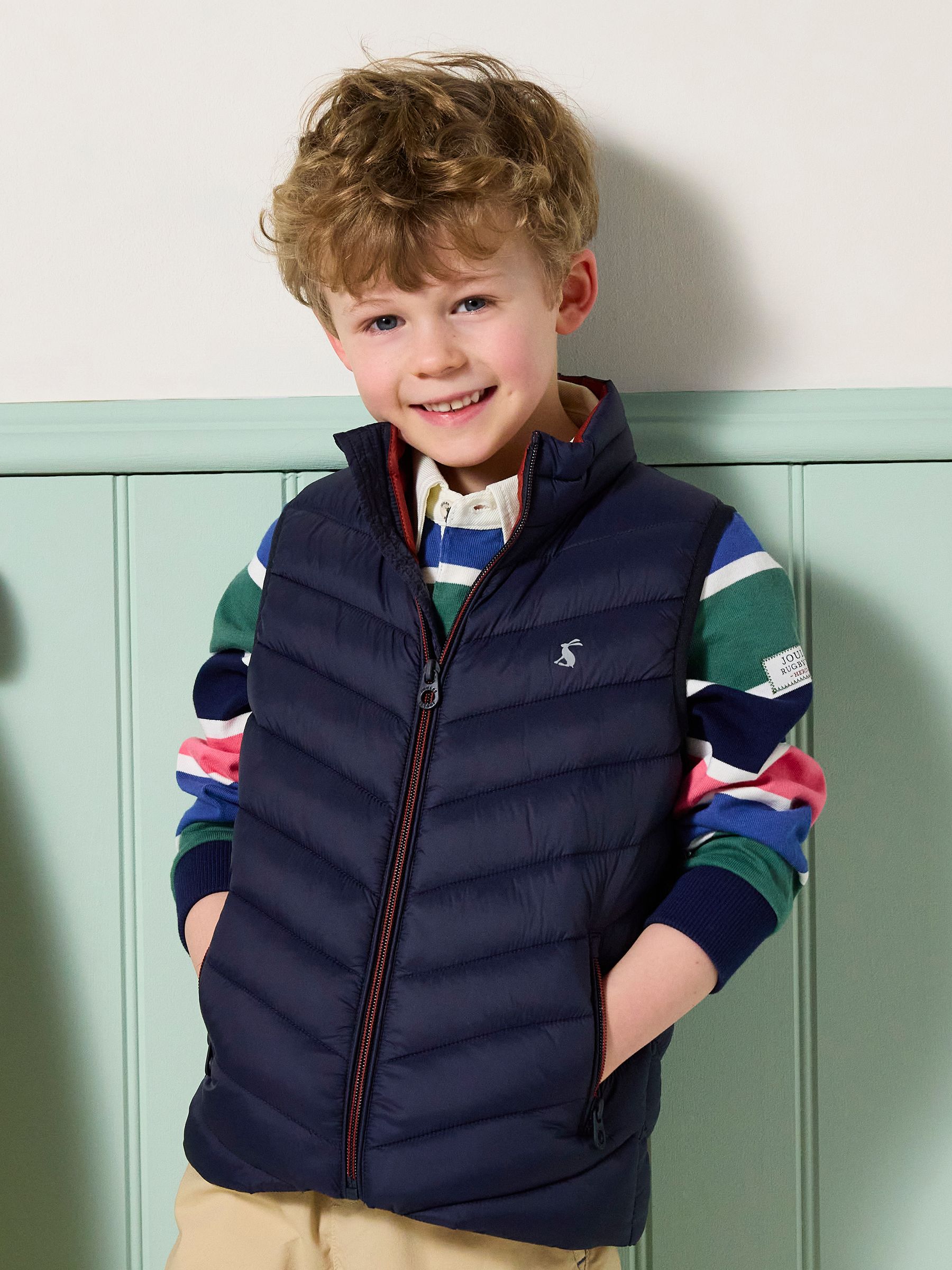 Boys' Crofton Gilet Navy Blue Showerproof Padded Gilet Joules
