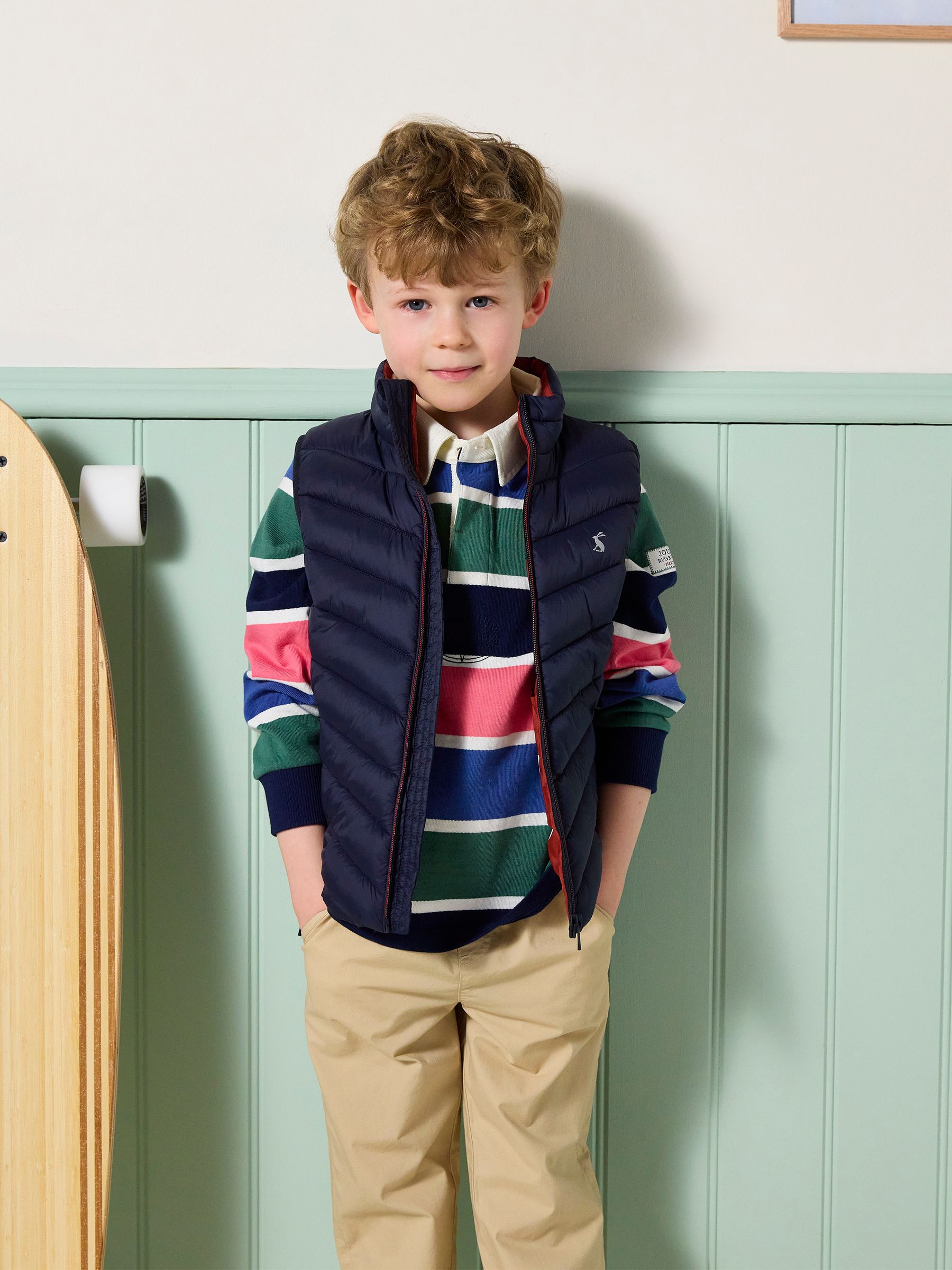 Boys' Crofton Gilet Navy Blue Showerproof Padded Gilet - Image 2 of 7