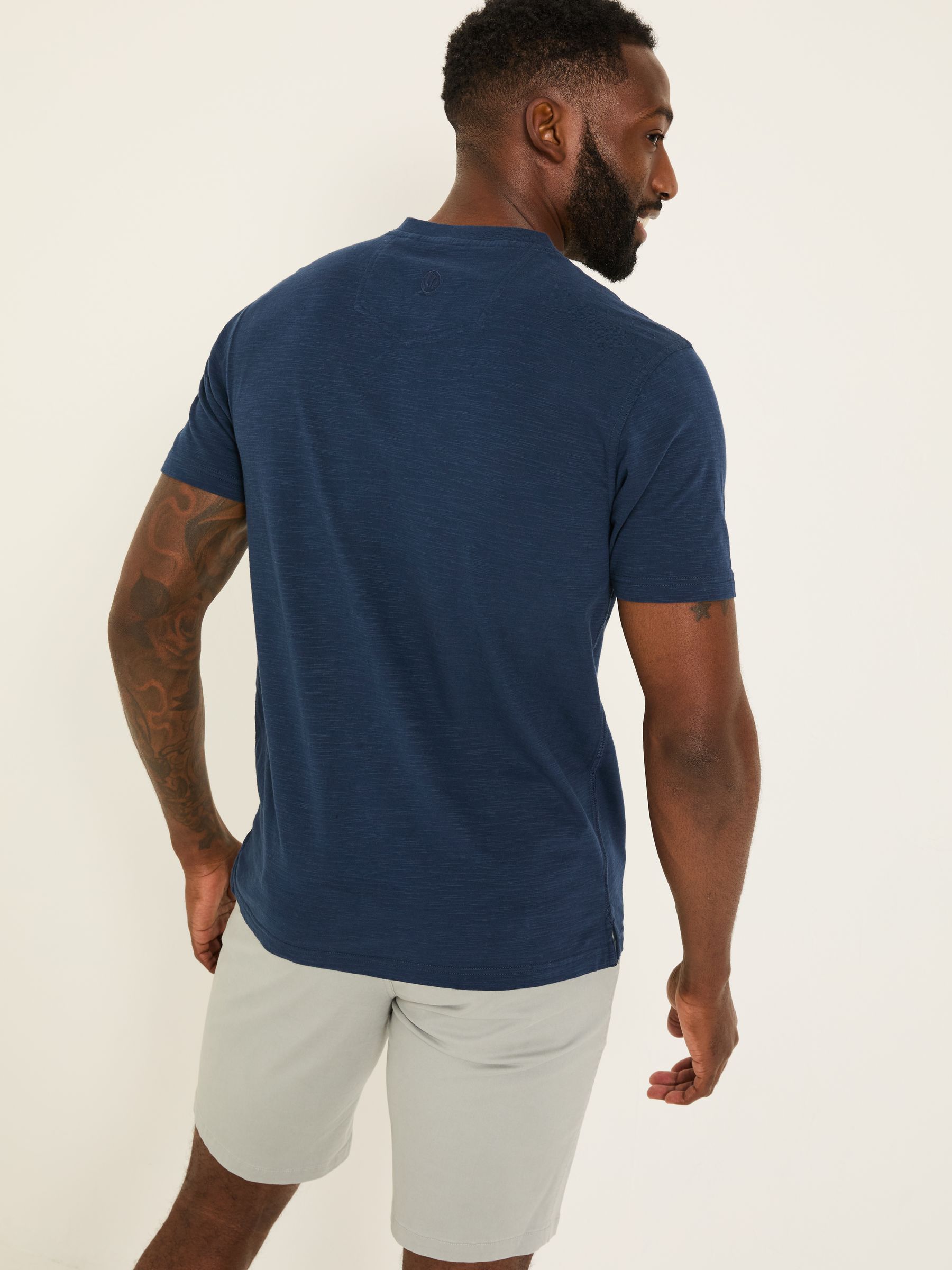 Woodside Navy Slub Henley T-Shirt | FatFace USA