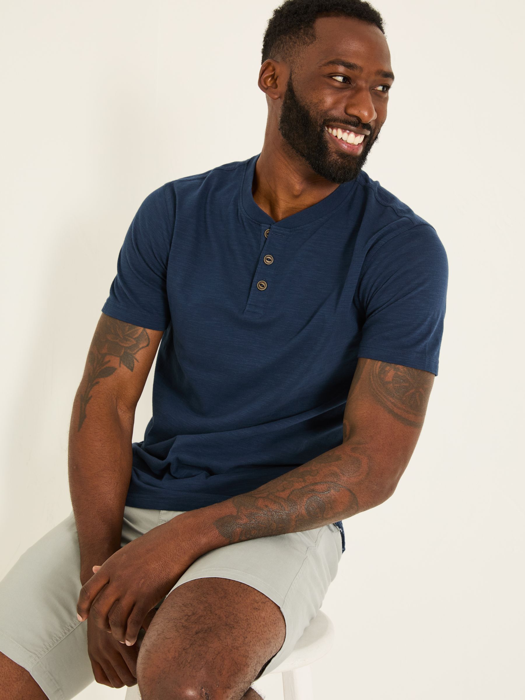 Navy Woodside Slub Henley - Image 3 of 5