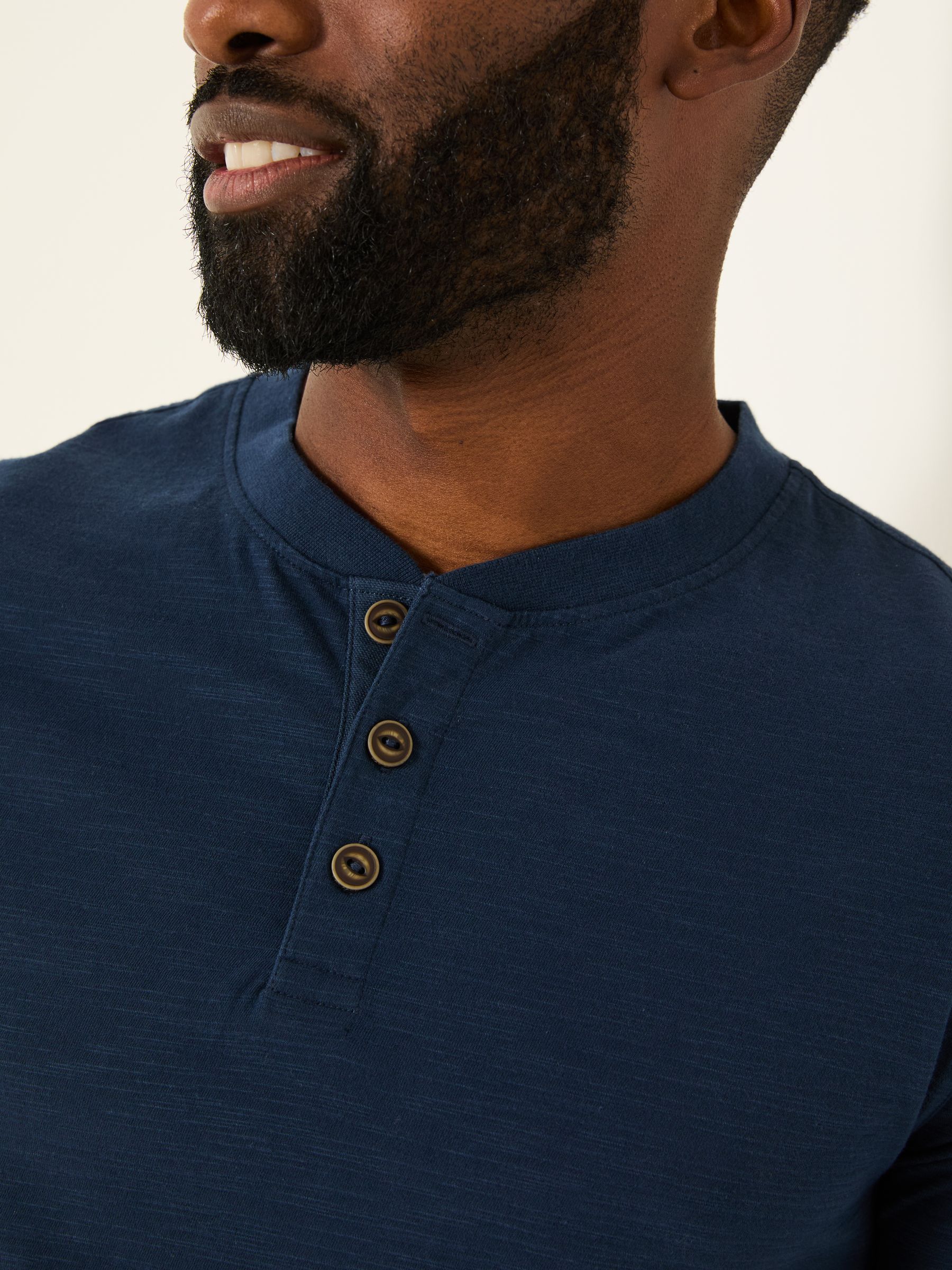 Navy Woodside Slub Henley - Image 4 of 5