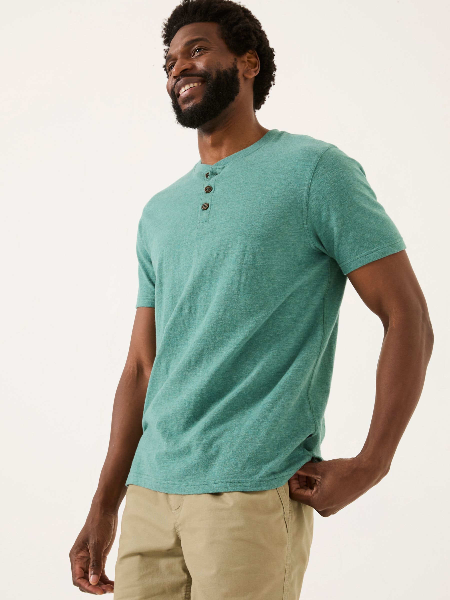 Light Teal Woodside Slub Henley - Image 1 of 6