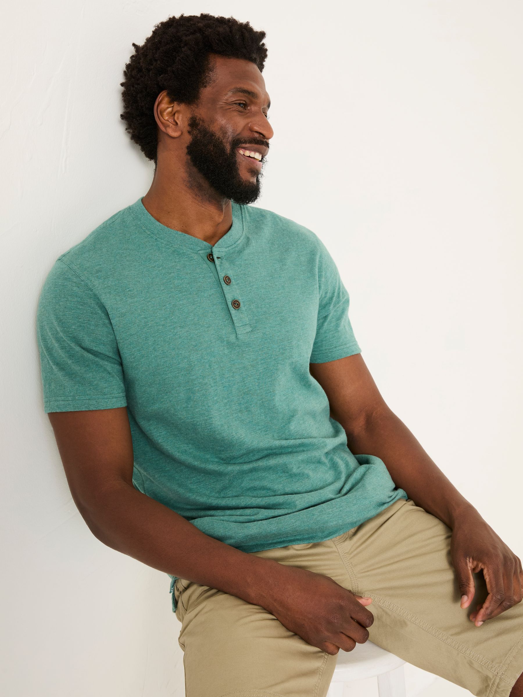 Light Teal Woodside Slub Henley - Image 3 of 6