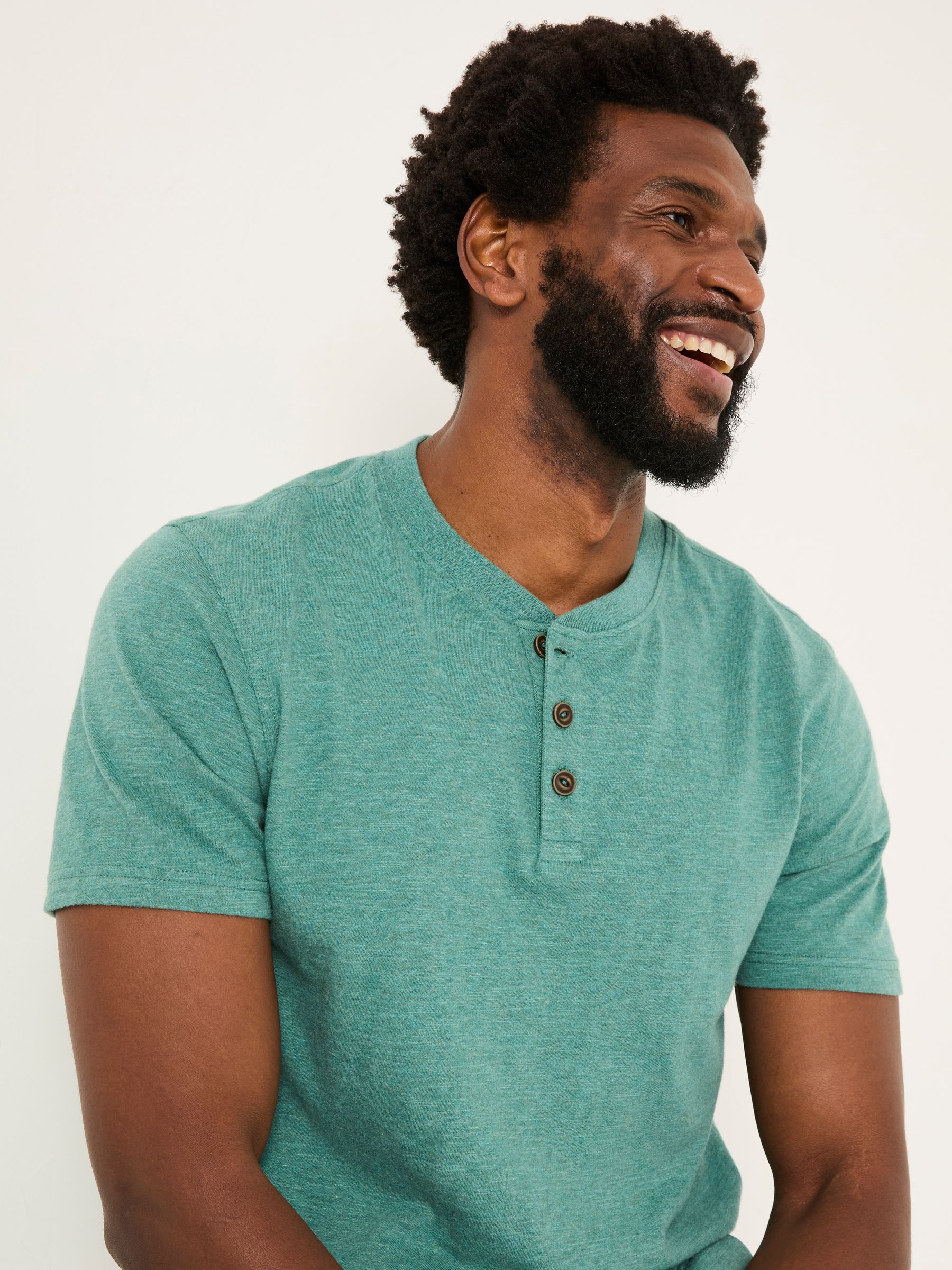 Light Teal Woodside Slub Henley - Image 4 of 6