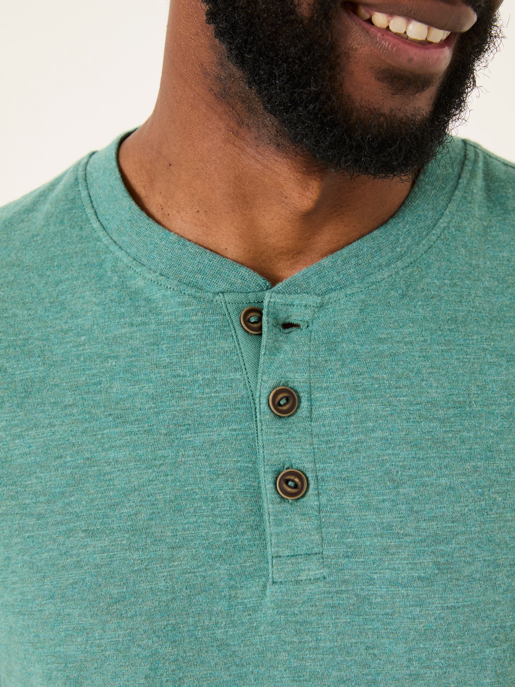 Light Teal Woodside Slub Henley - Image 5 of 6