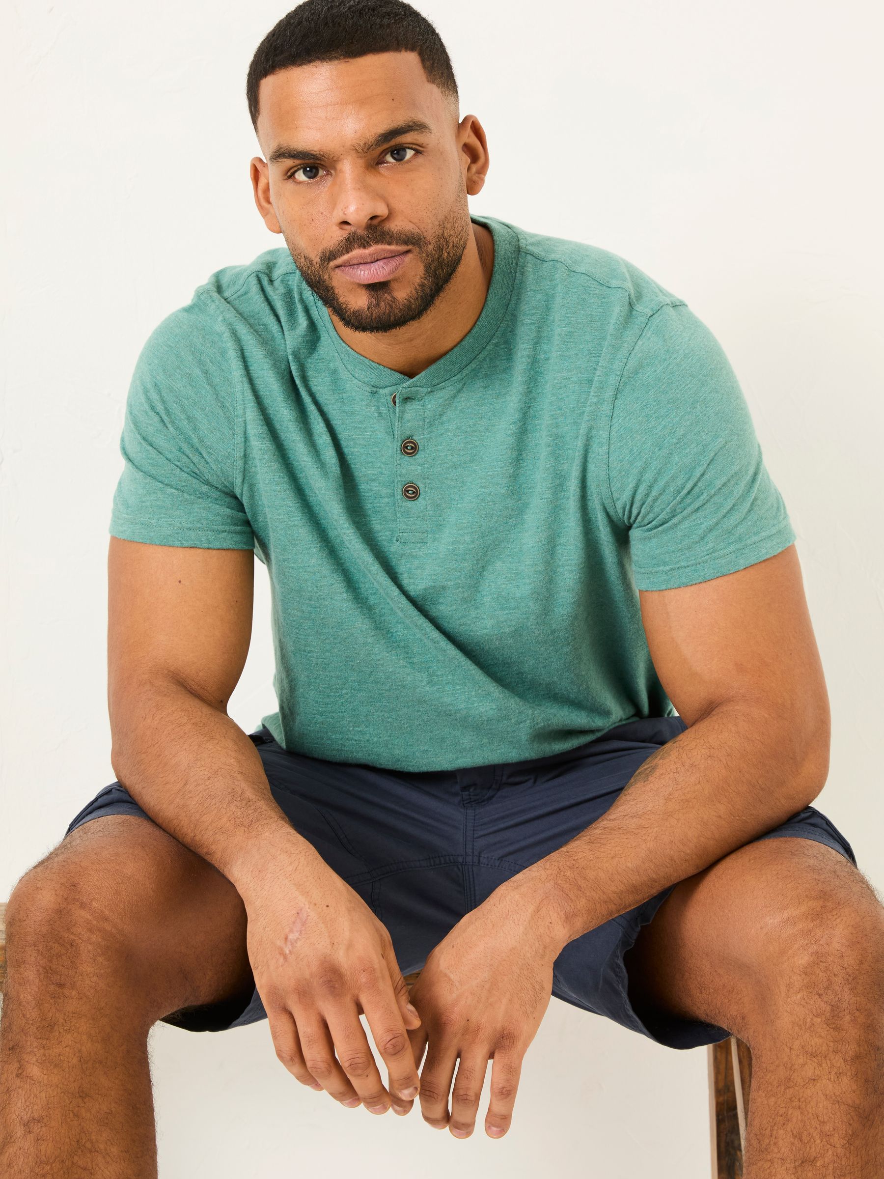 Woodside Light Teal Slub Henley T-Shirt - Image 8 of 9