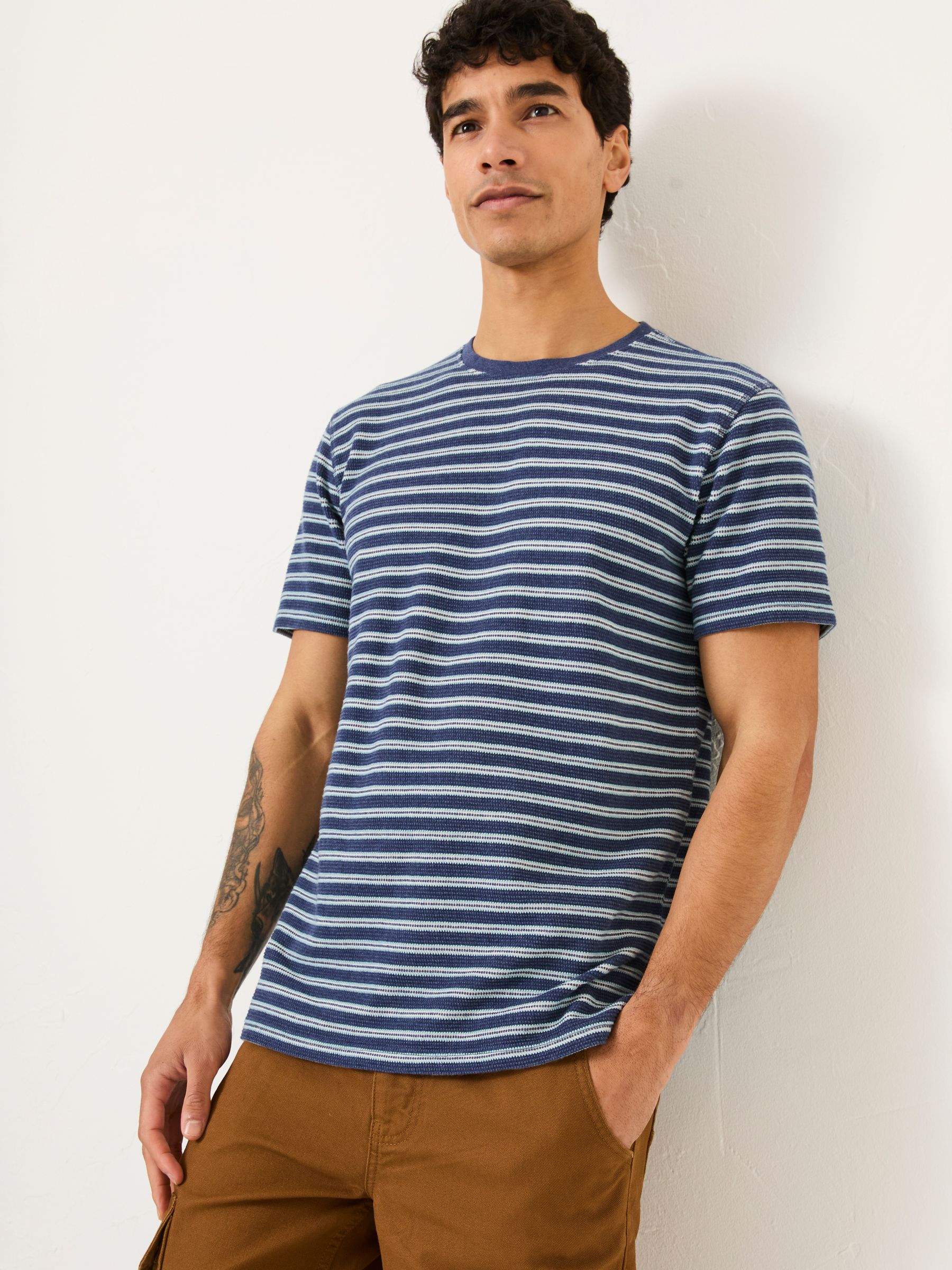 Navy Waffle Stripe Tshirt - Image 1 of 8