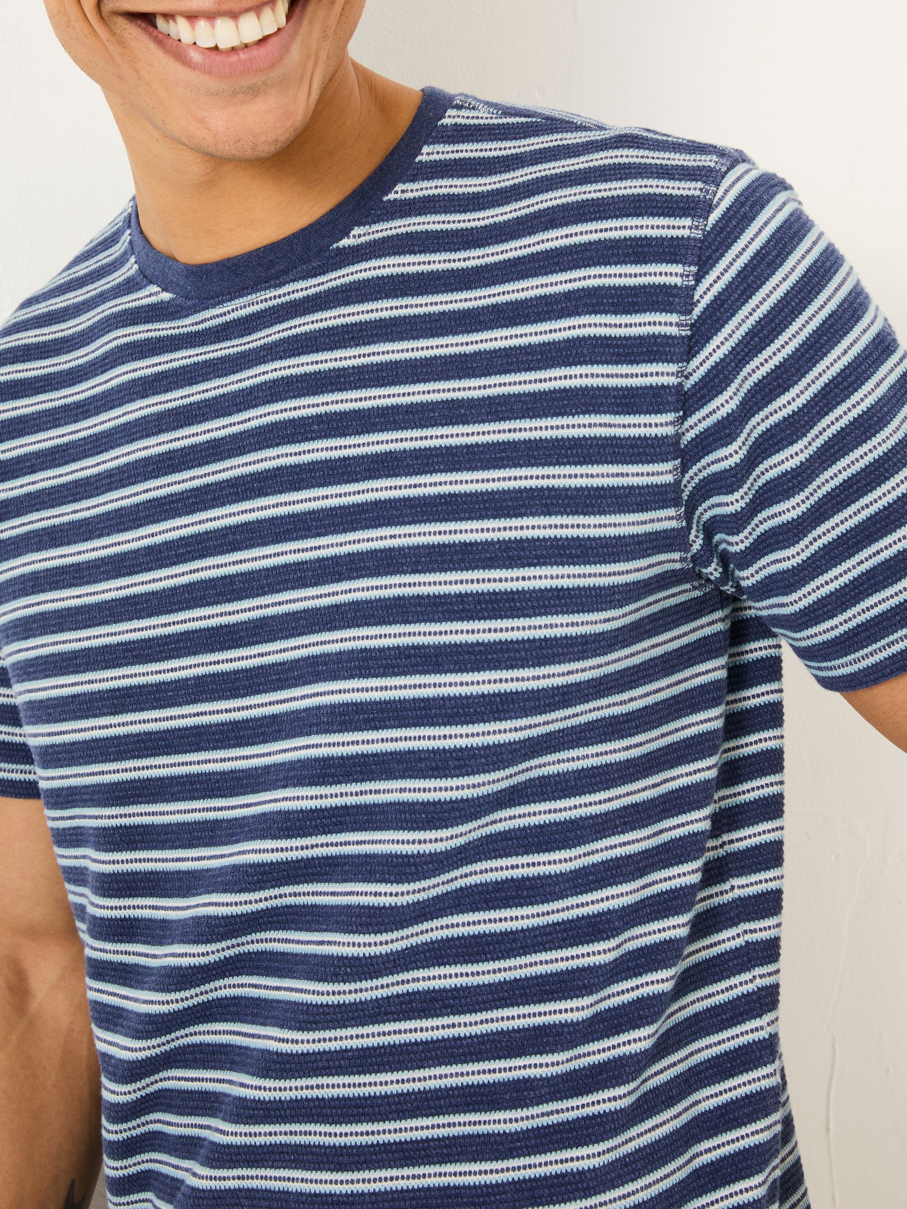 Navy Waffle Stripe Tshirt - Image 5 of 8