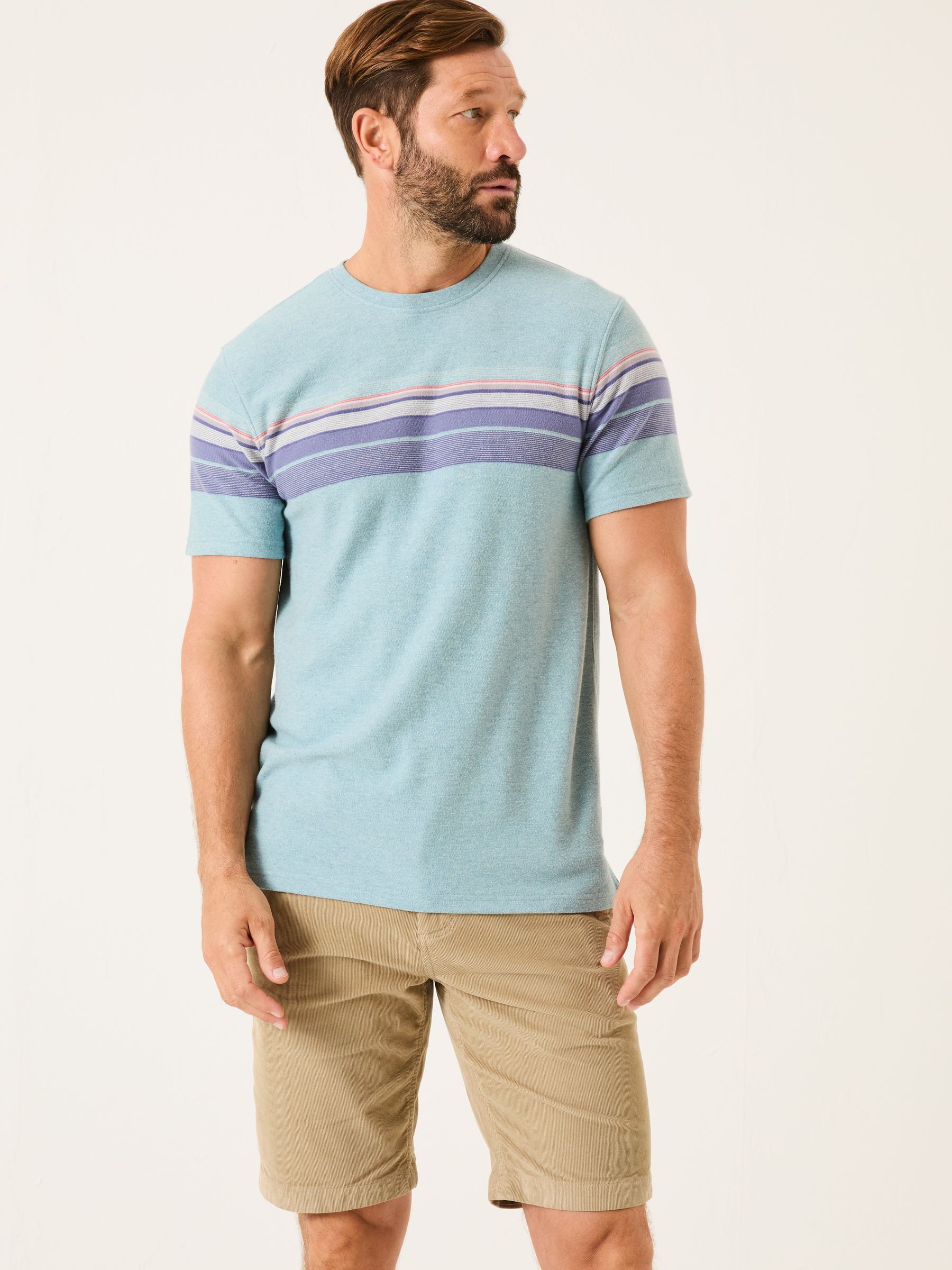 Light Blue Jacquard Chest Stripe T Shirt - Image 1 of 6