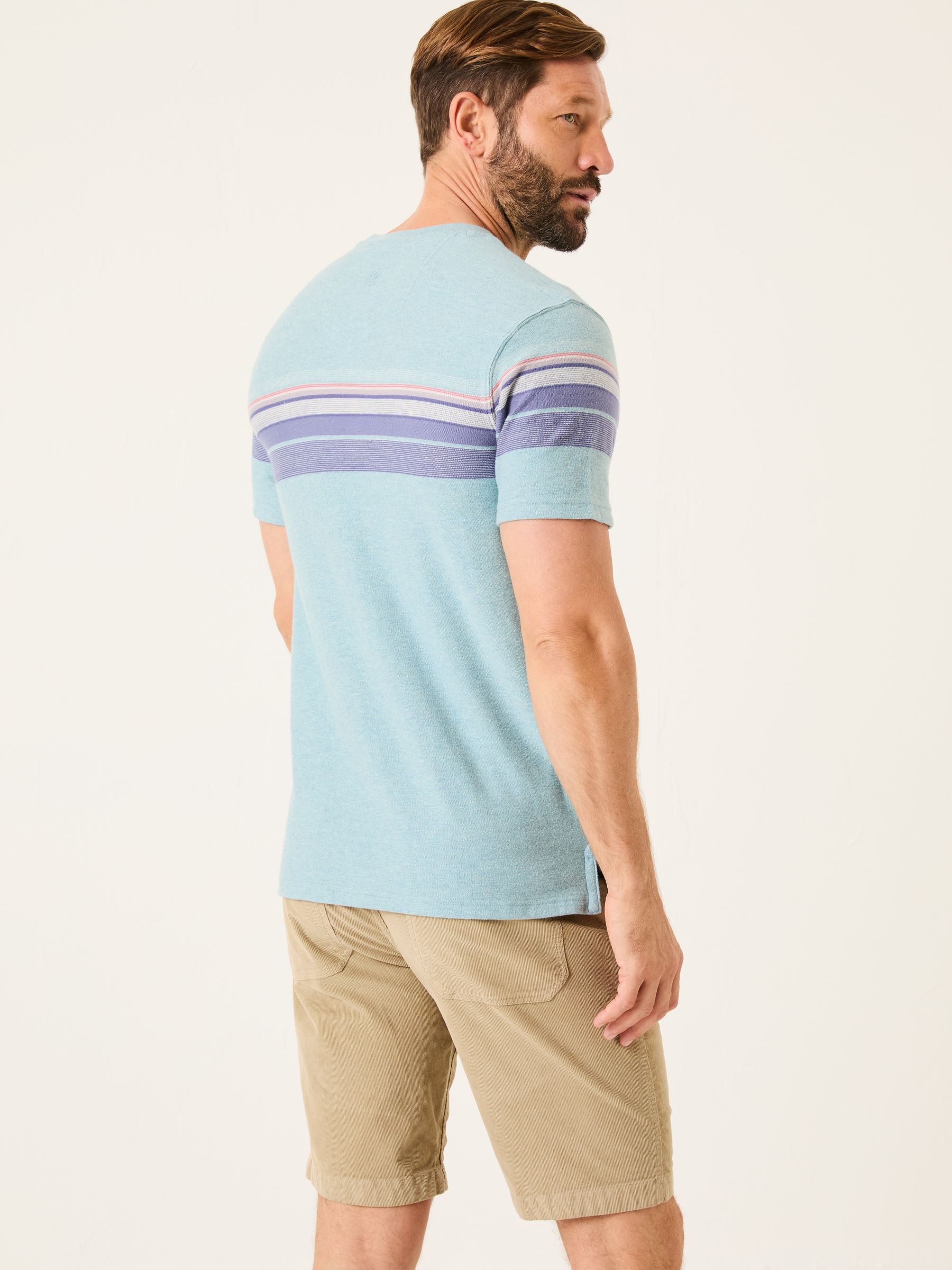 Light Blue Jacquard Chest Stripe T Shirt - Image 2 of 6
