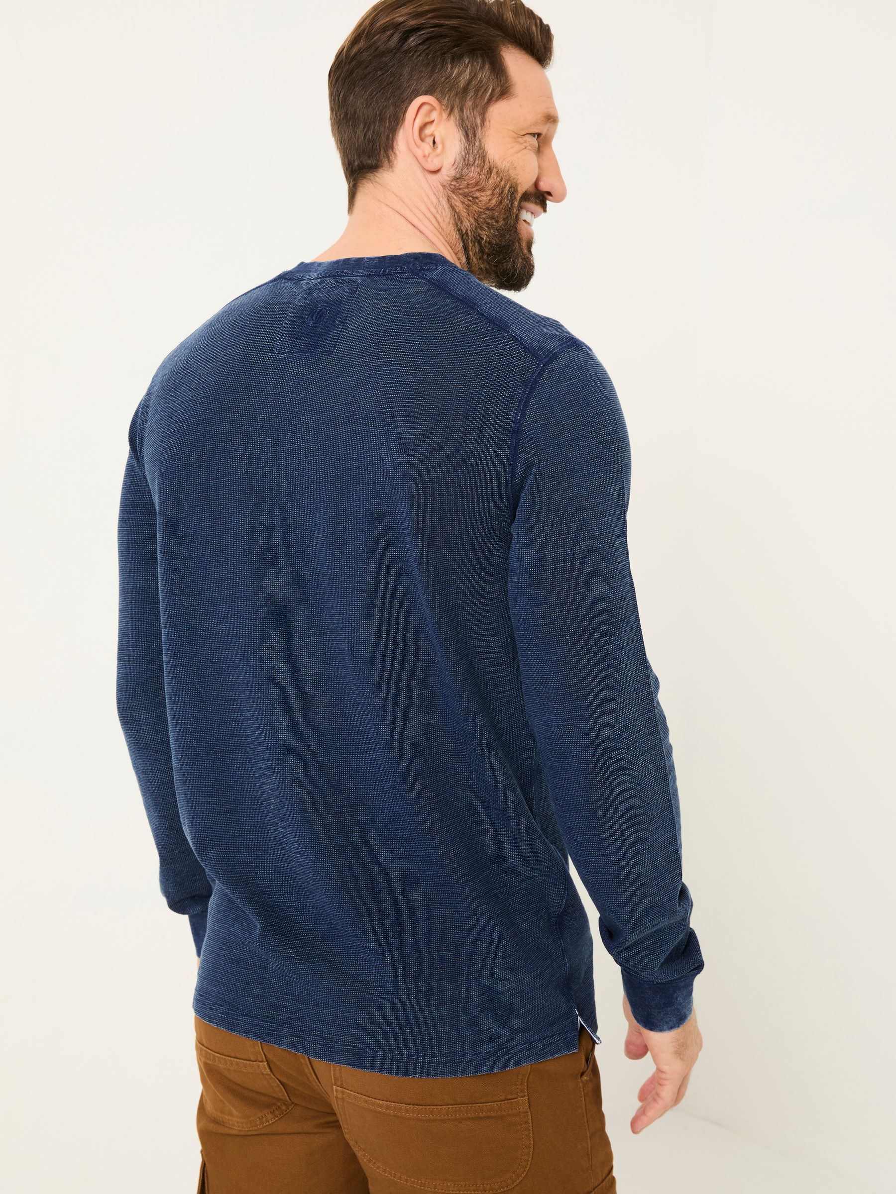 Indigo Blue 100% Cotton Ower Henley T-Shirt - Image 2 of 8