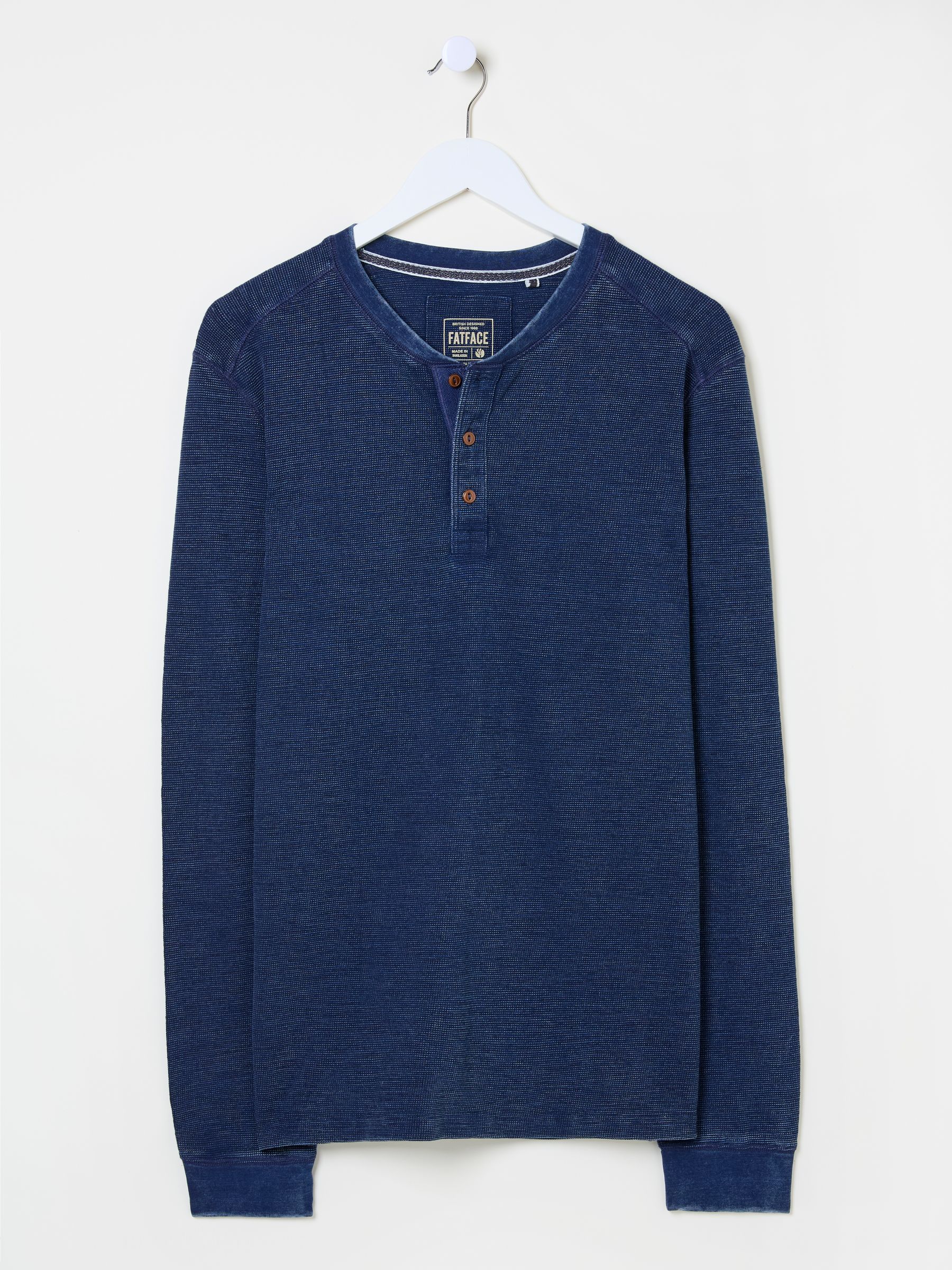 Indigo Blue 100% Cotton Ower Henley T-Shirt - Image 7 of 8