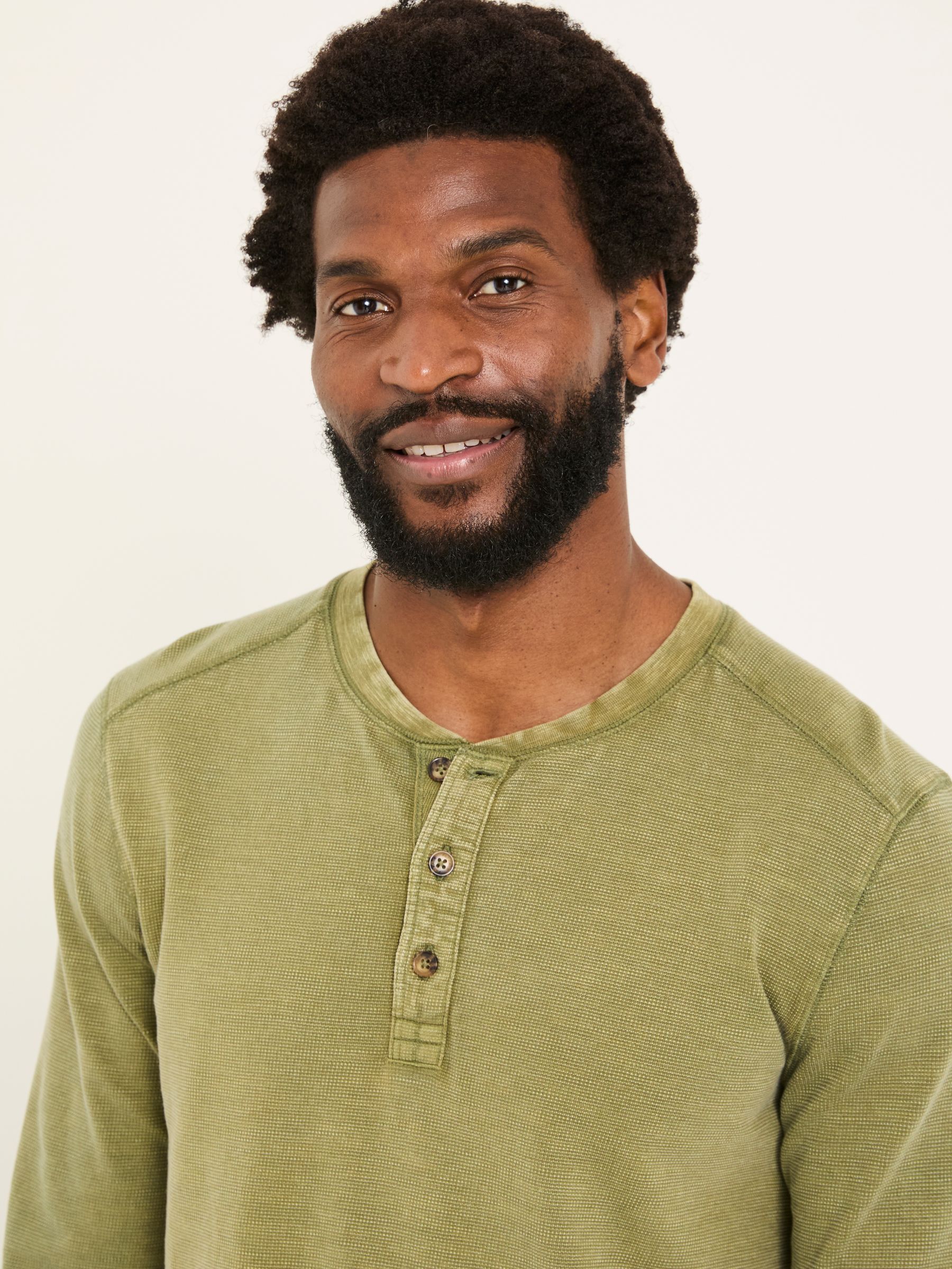 Green 100% Cotton Ower Henley T-Shirt - Image 3 of 6