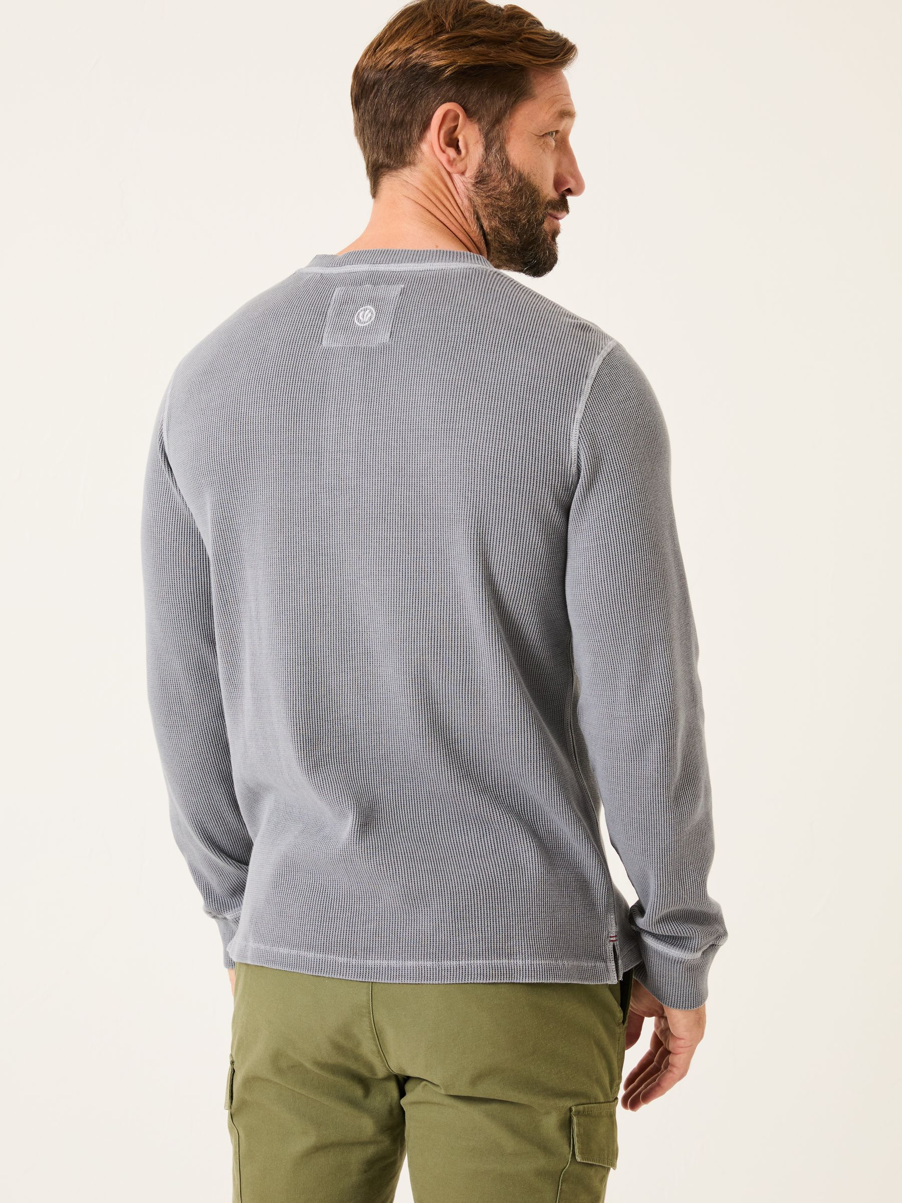 Grey Long Sleeve Waffle Henley T-Shirt - Image 2 of 7