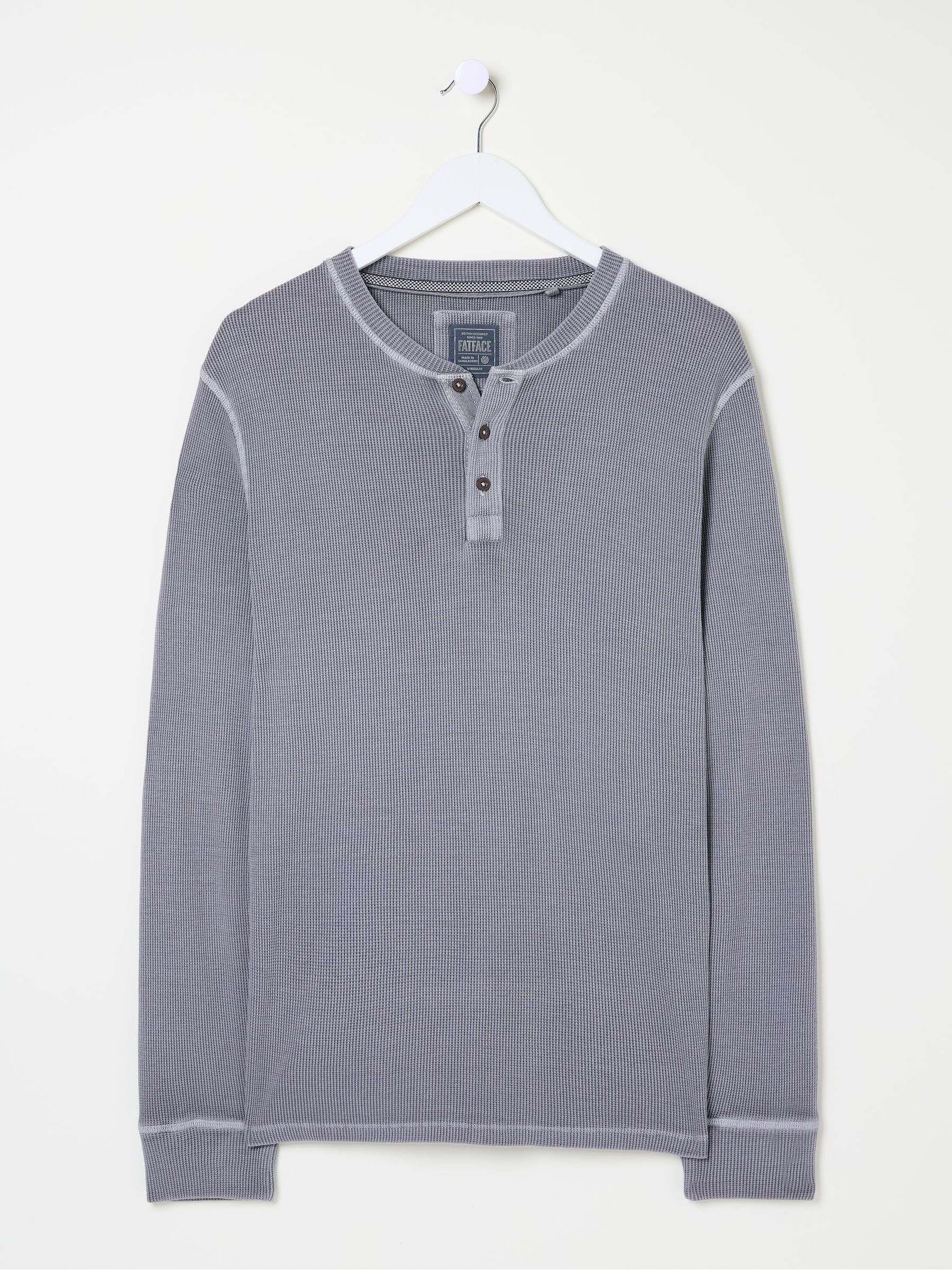 Grey Long Sleeve Waffle Henley T-Shirt - Image 6 of 7