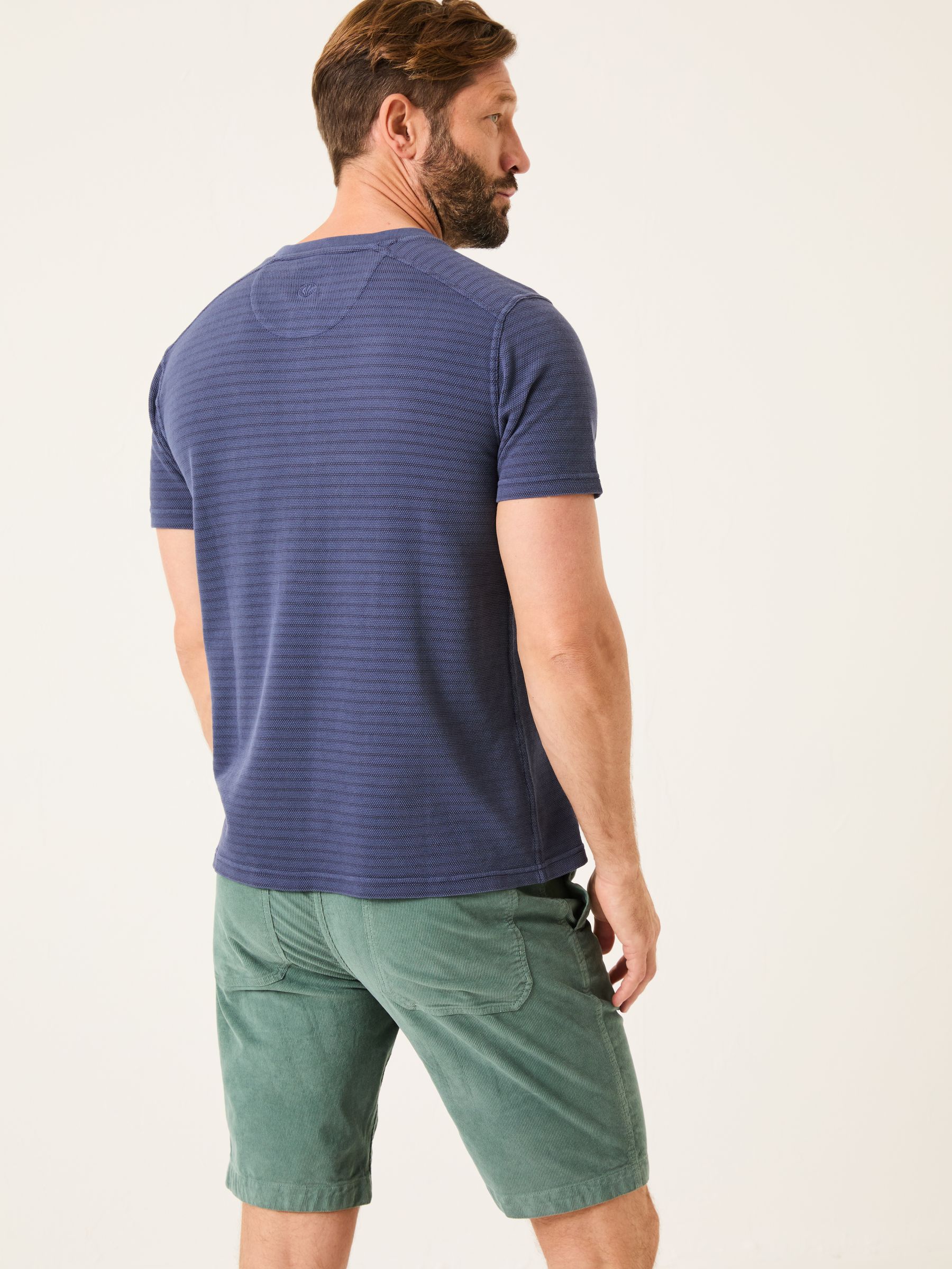 French Navy Overdye Stripe Henley Tshirt - Image 2 of 5