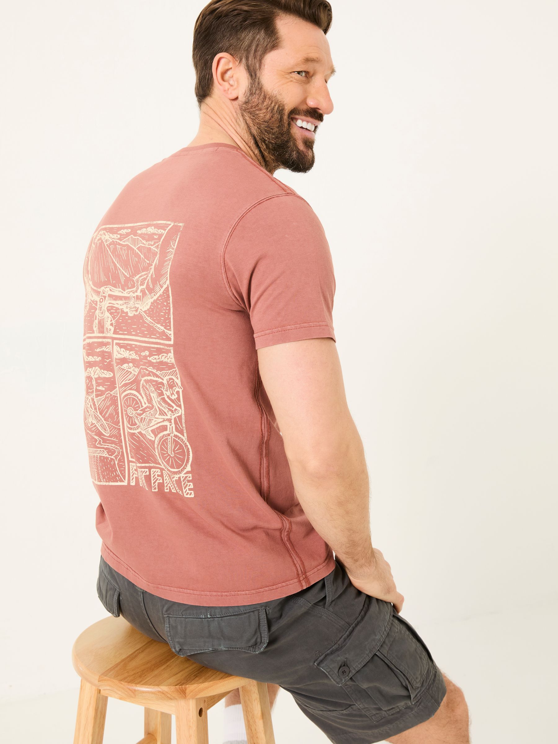 Rust Brown 100% Cotton Short Sleeve Graphic T-Shirt - Image 3 of 8