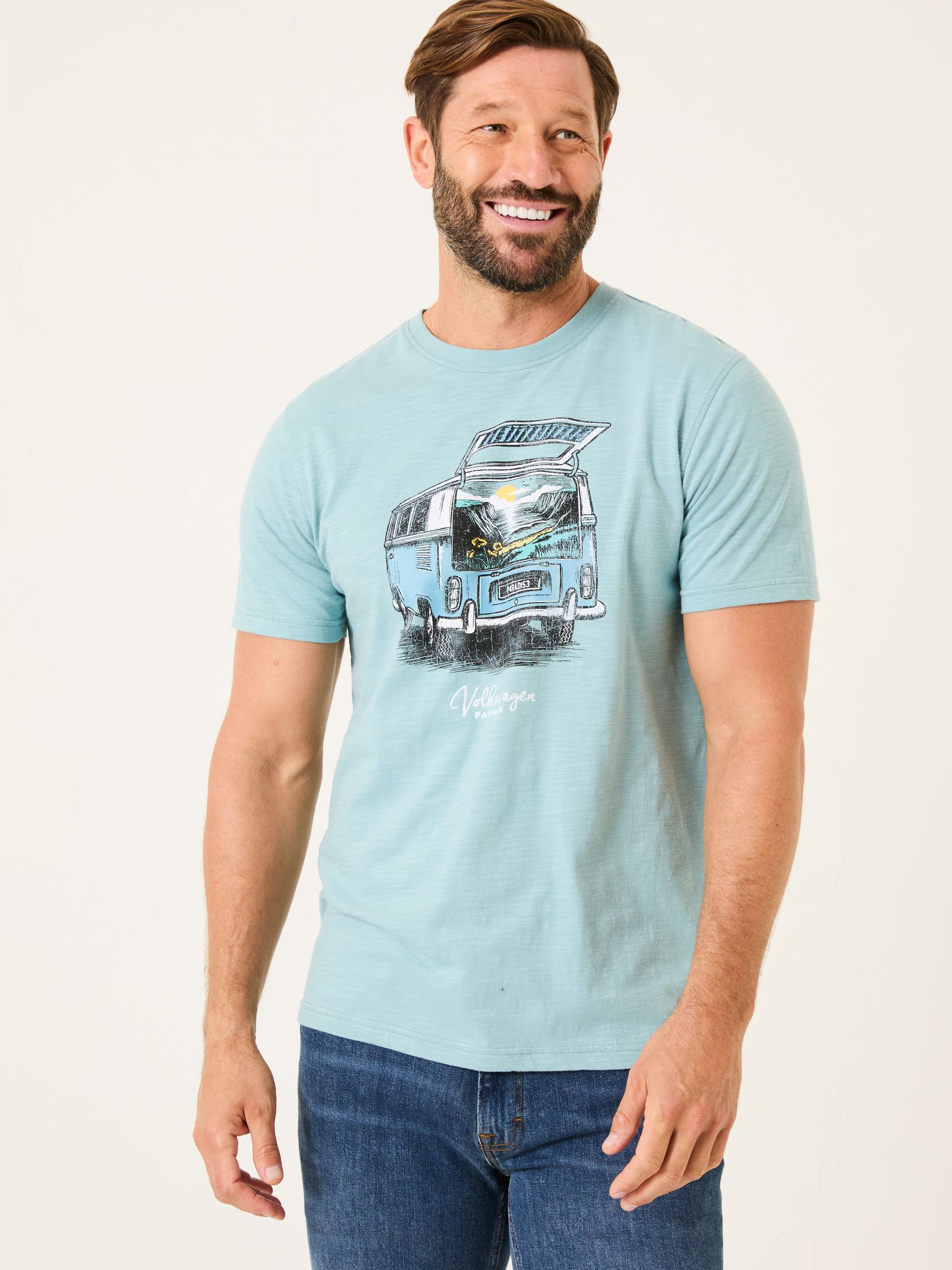 VW Light Blue Camper Short Sleeve T-Shirt - Image 1 of 6