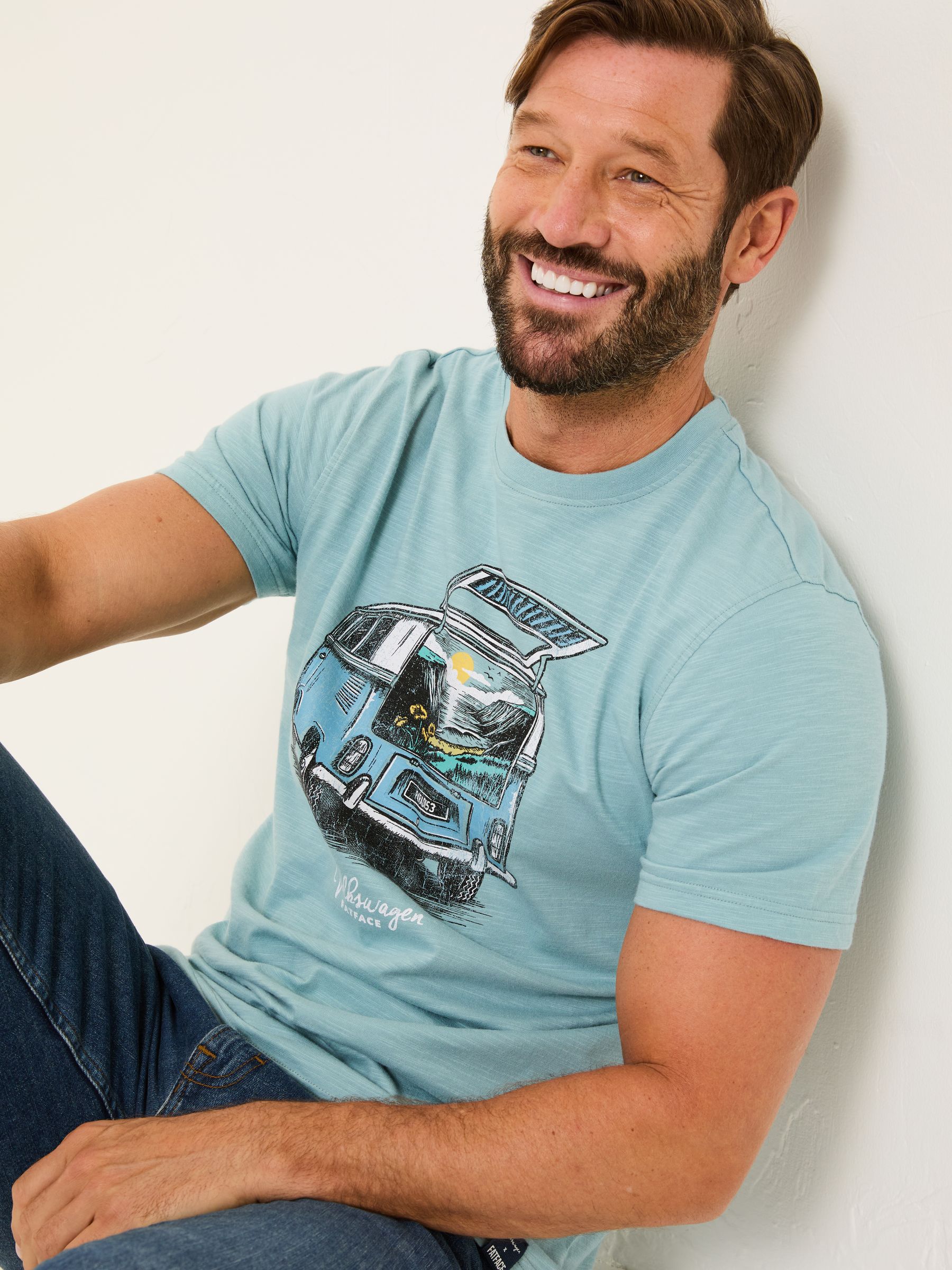 VW Light Blue Camper Short Sleeve T-Shirt - Image 3 of 6