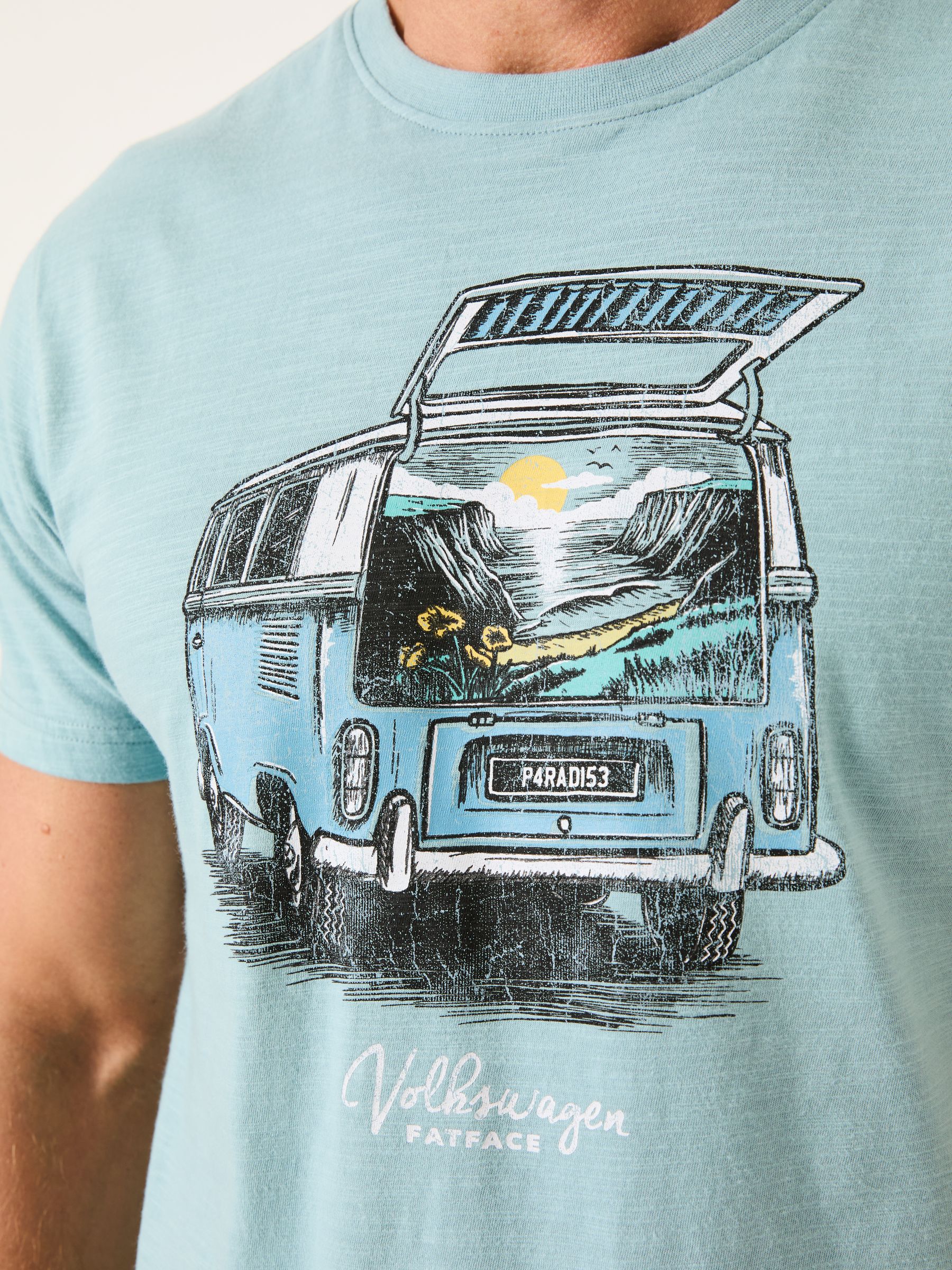 VW Light Blue Camper Short Sleeve T-Shirt - Image 4 of 6