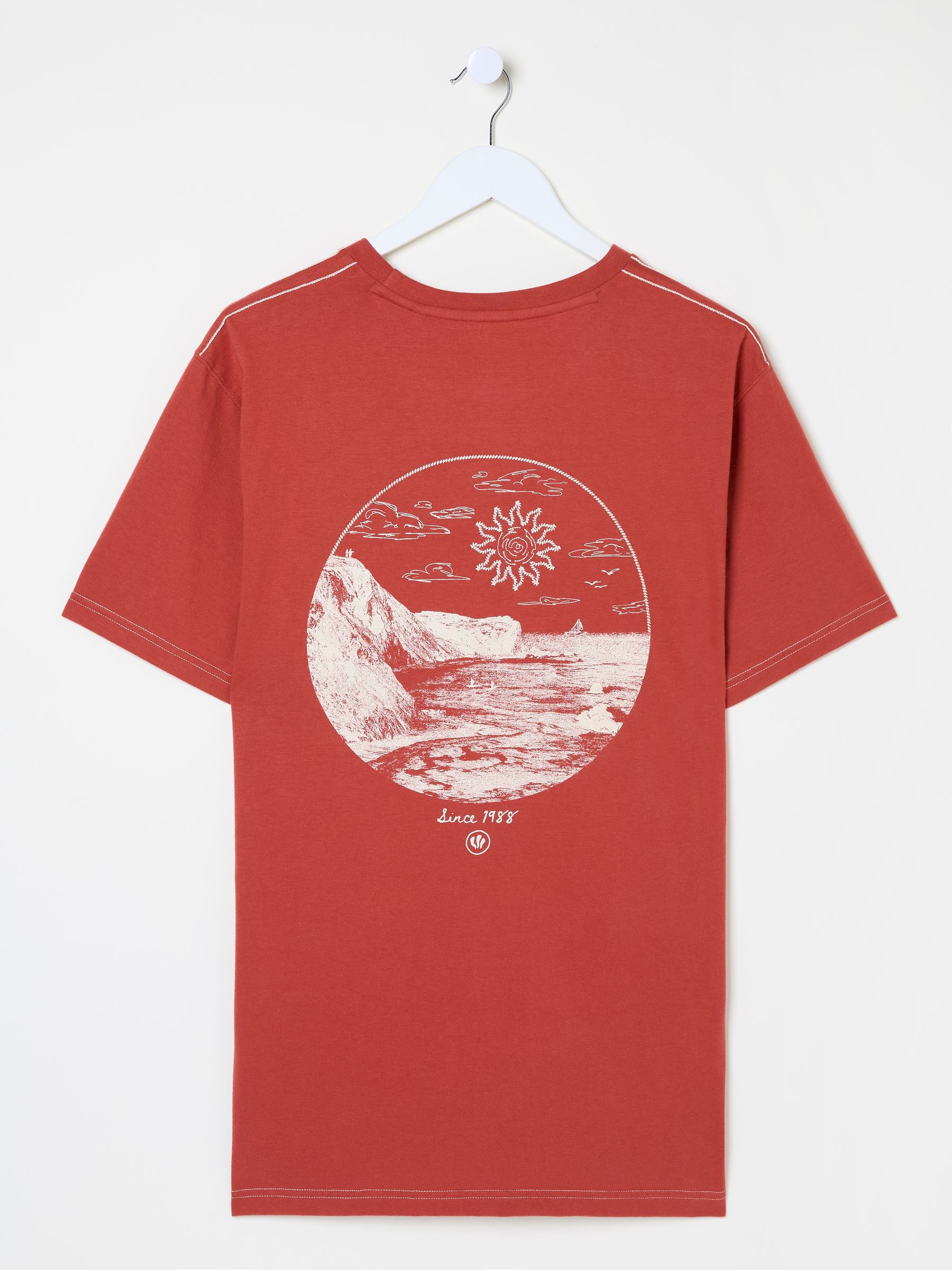 Vintage Red Beach 100% Cotton Short Sleeve Graphic T-Shirt - Image 6 of 7