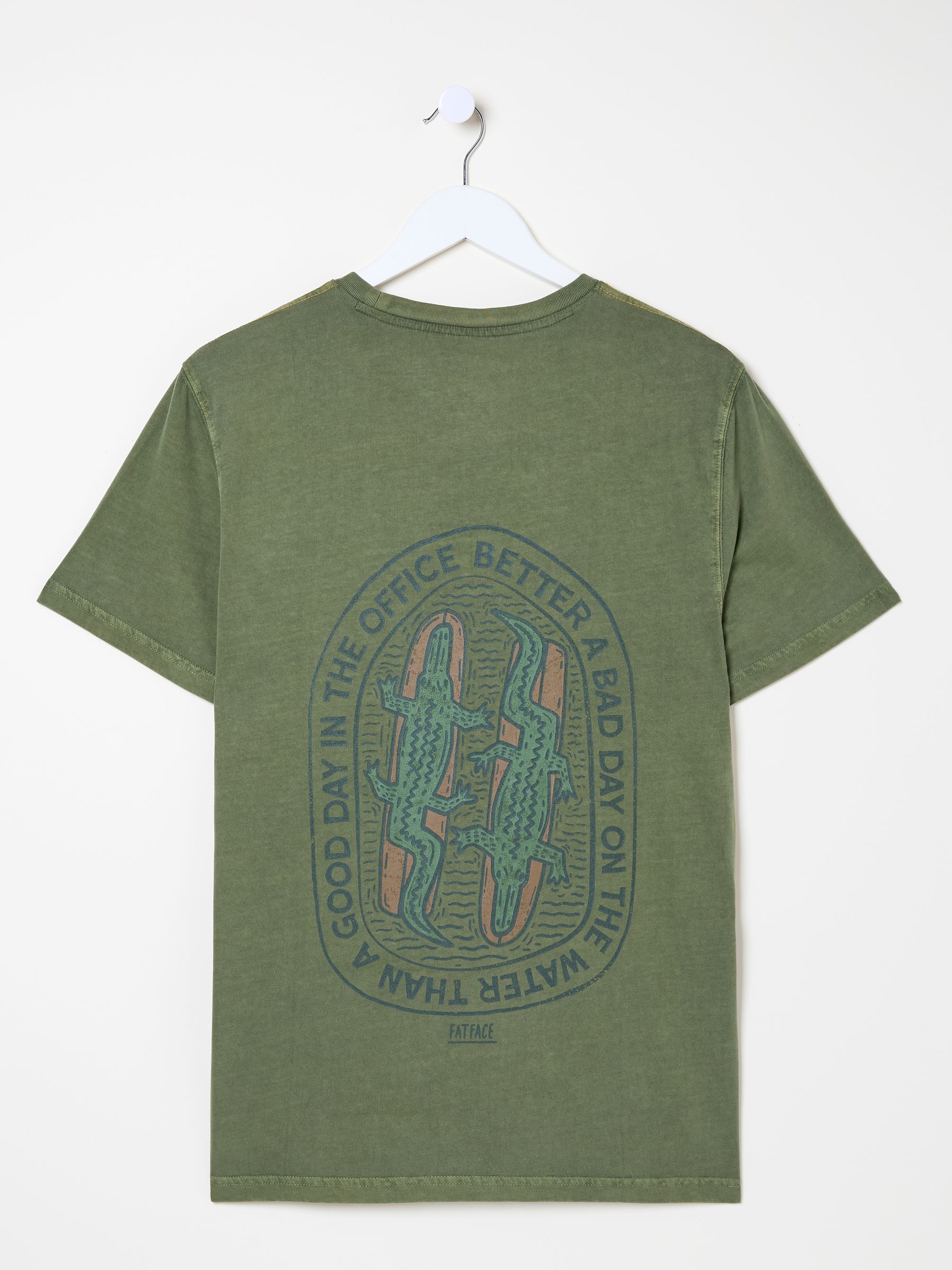 Green Surfing Crocodile 100% Cotton Short Sleeve Graphic T-Shirt - Image 6 of 6
