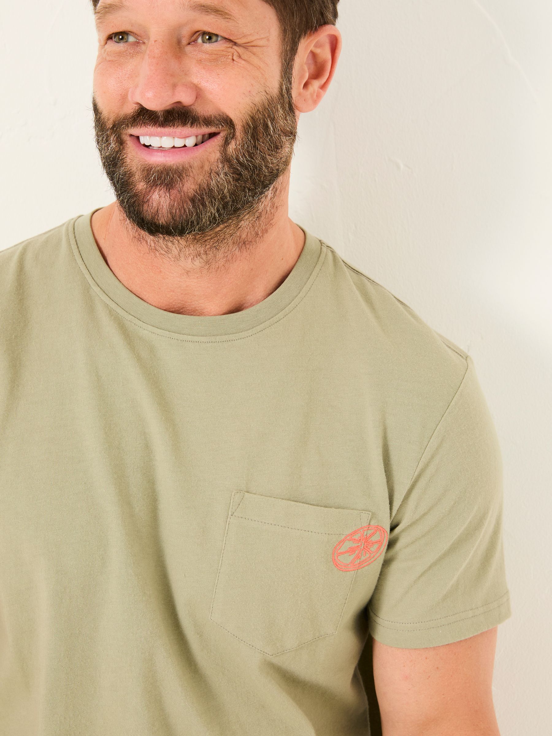 Light Green Embroidered Abstract Plants 100% Cotton T-Shirt - Image 3 of 6