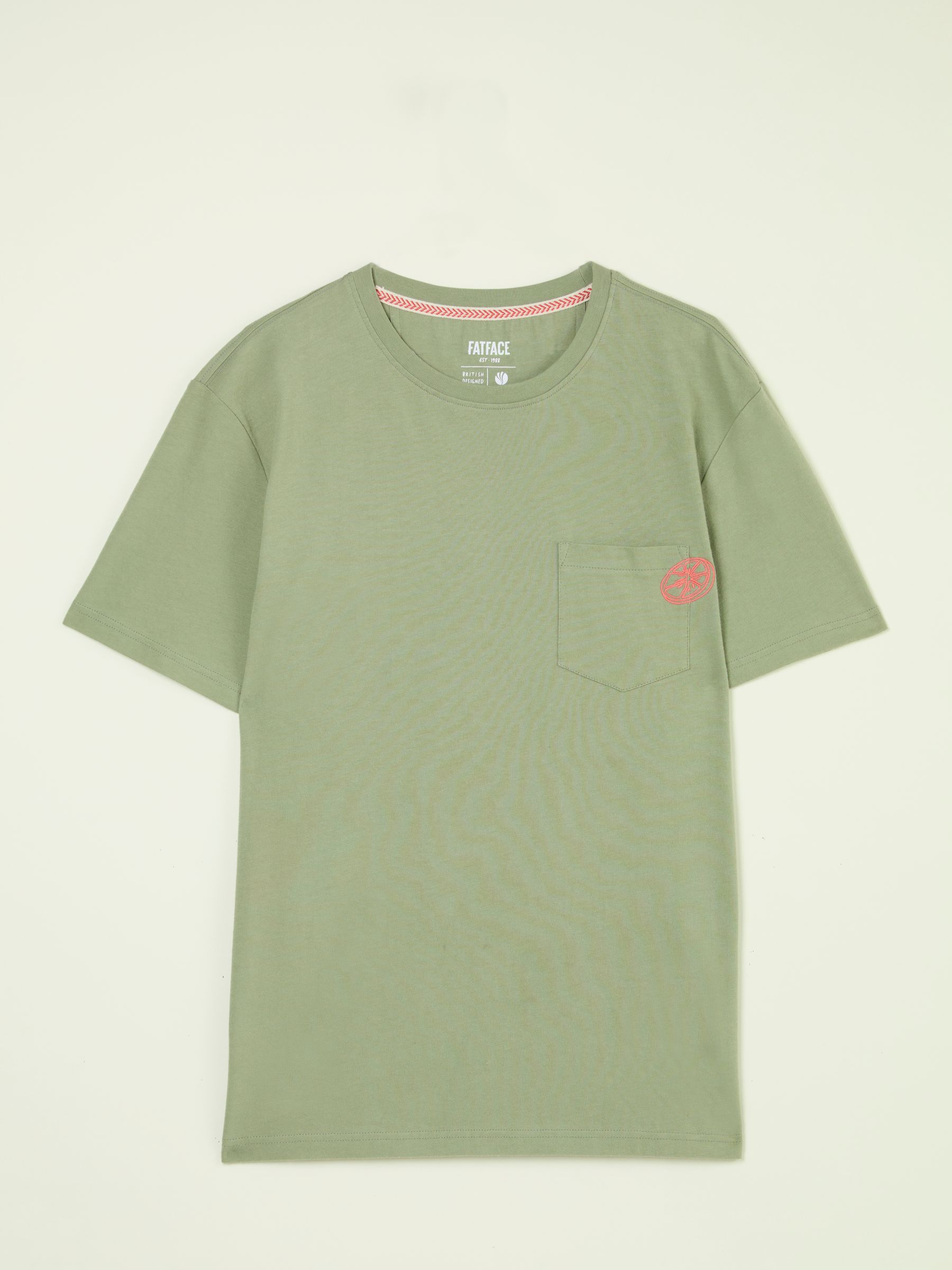 Light Green Embroidered Abstract Plants 100% Cotton T-Shirt - Image 5 of 6