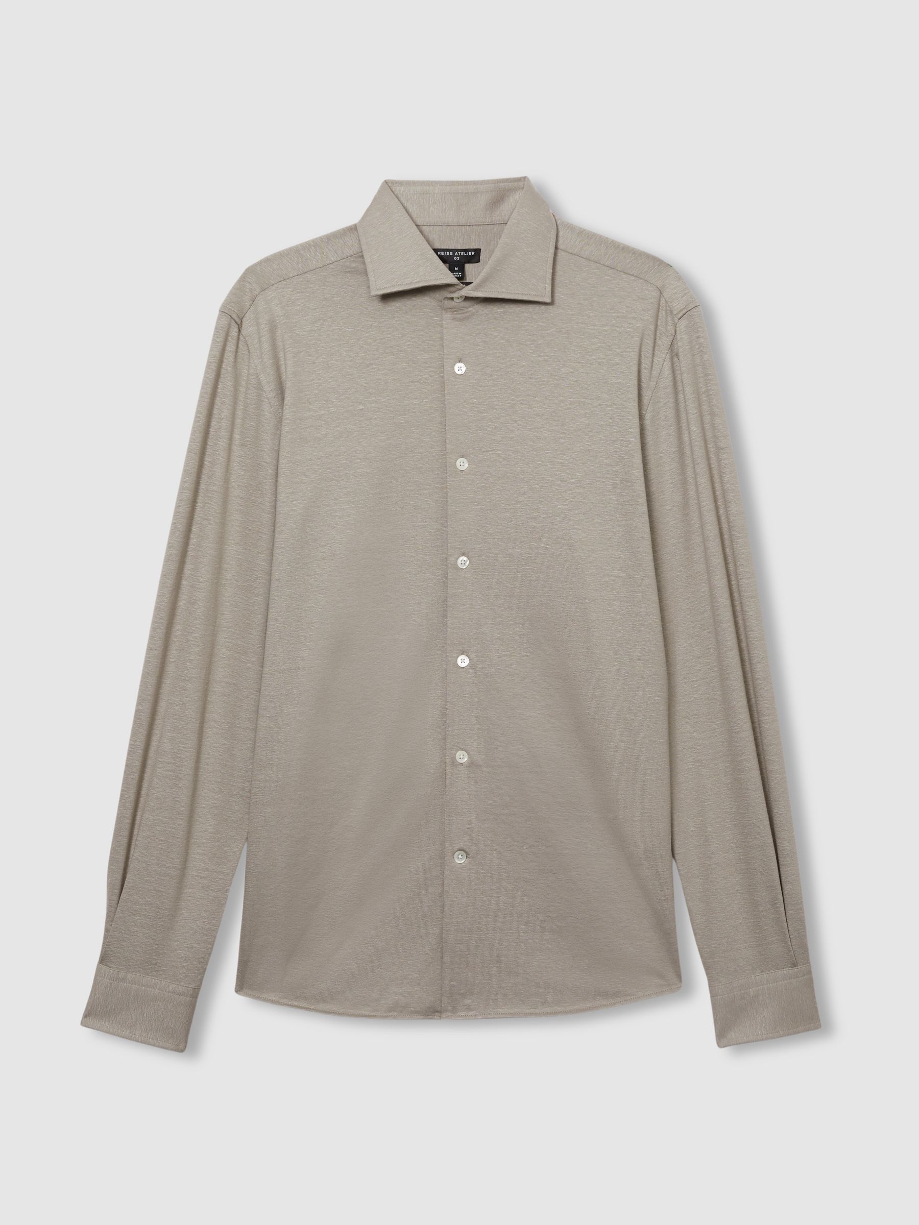 Atelier Linen-Blend-Jersey Shirt in Grey Melange - Image 2 of 6