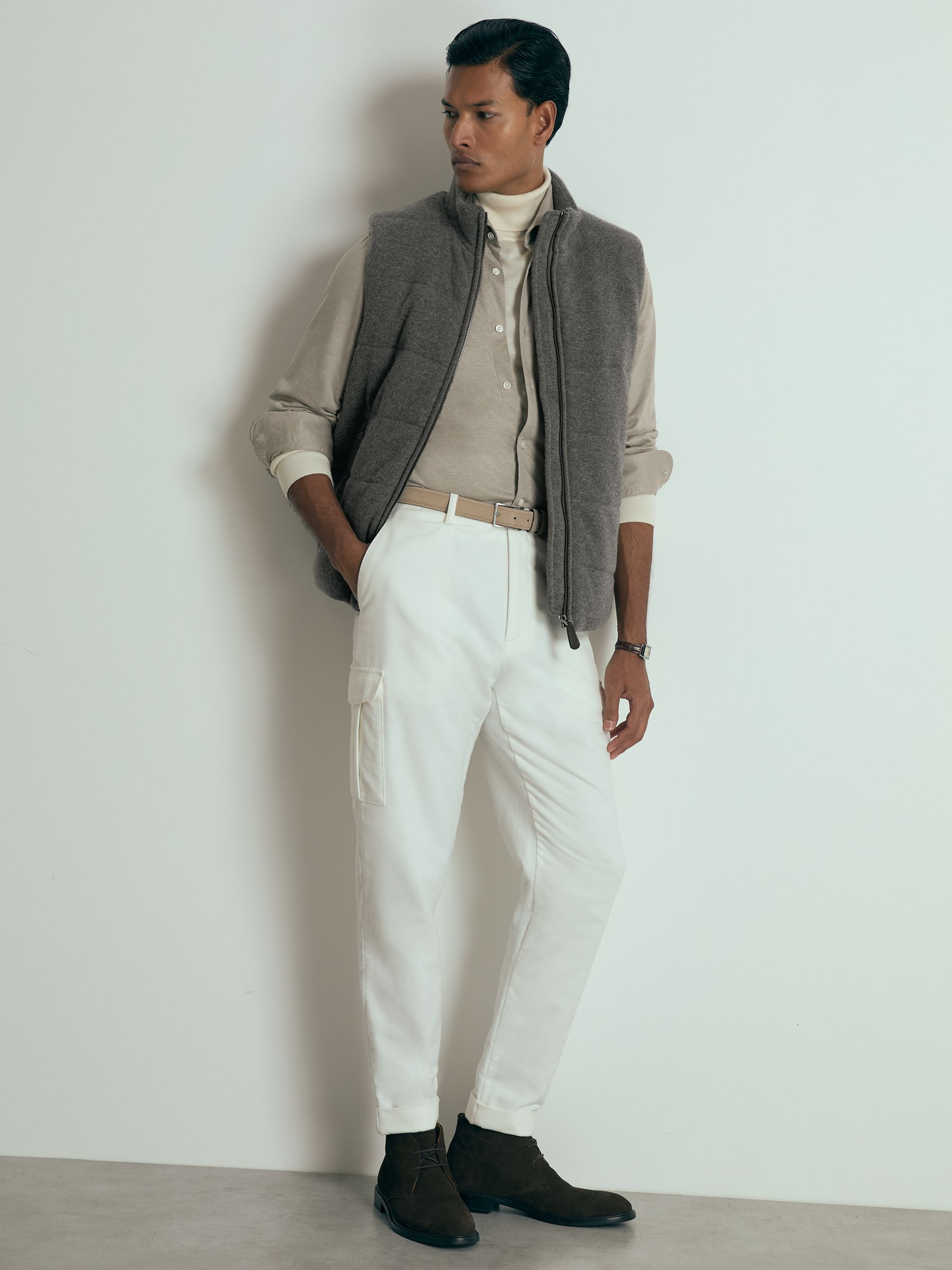 Atelier Linen-Blend-Jersey Shirt in Grey Melange - Image 4 of 6