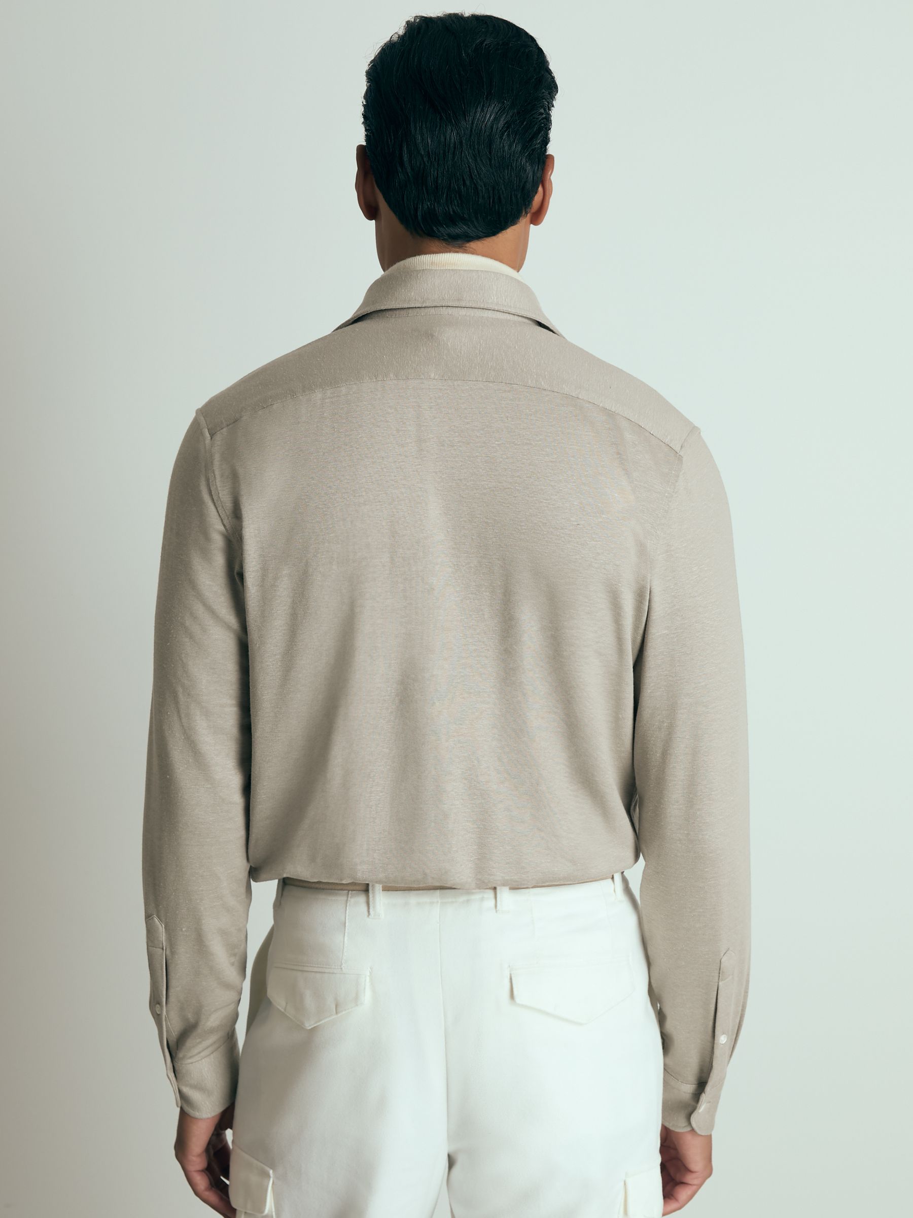 Atelier Linen-Blend-Jersey Shirt in Grey Melange - Image 5 of 6